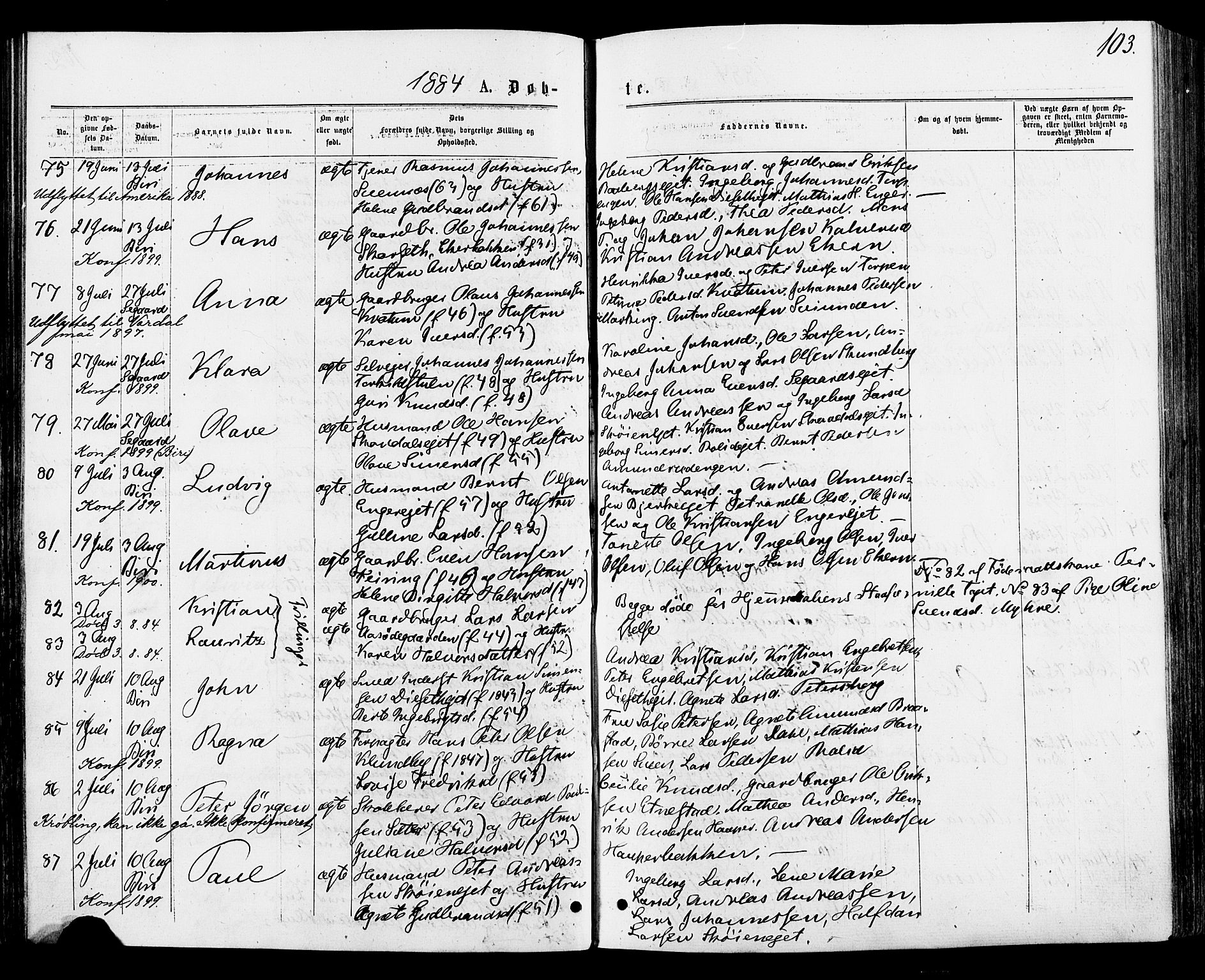 Biri prestekontor, AV/SAH-PREST-096/H/Ha/Haa/L0006: Ministerialbok nr. 6, 1877-1886, s. 103