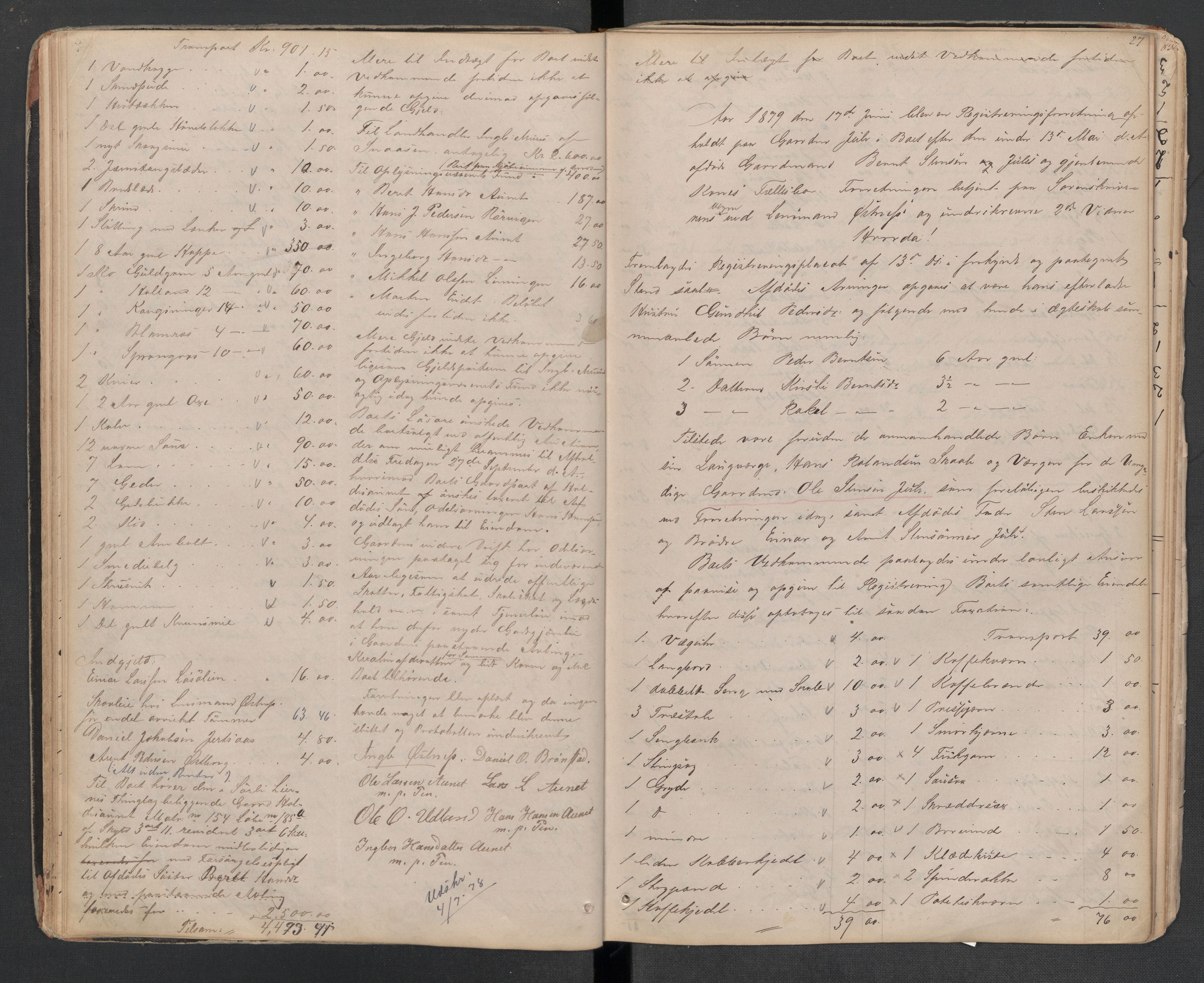 Lierne lensmannskontor - 1. avlevering, AV/SAT-A-1030/02/L0014: Dødsfalls-/ registreringsprotokoll, 1872-1905, s. 27