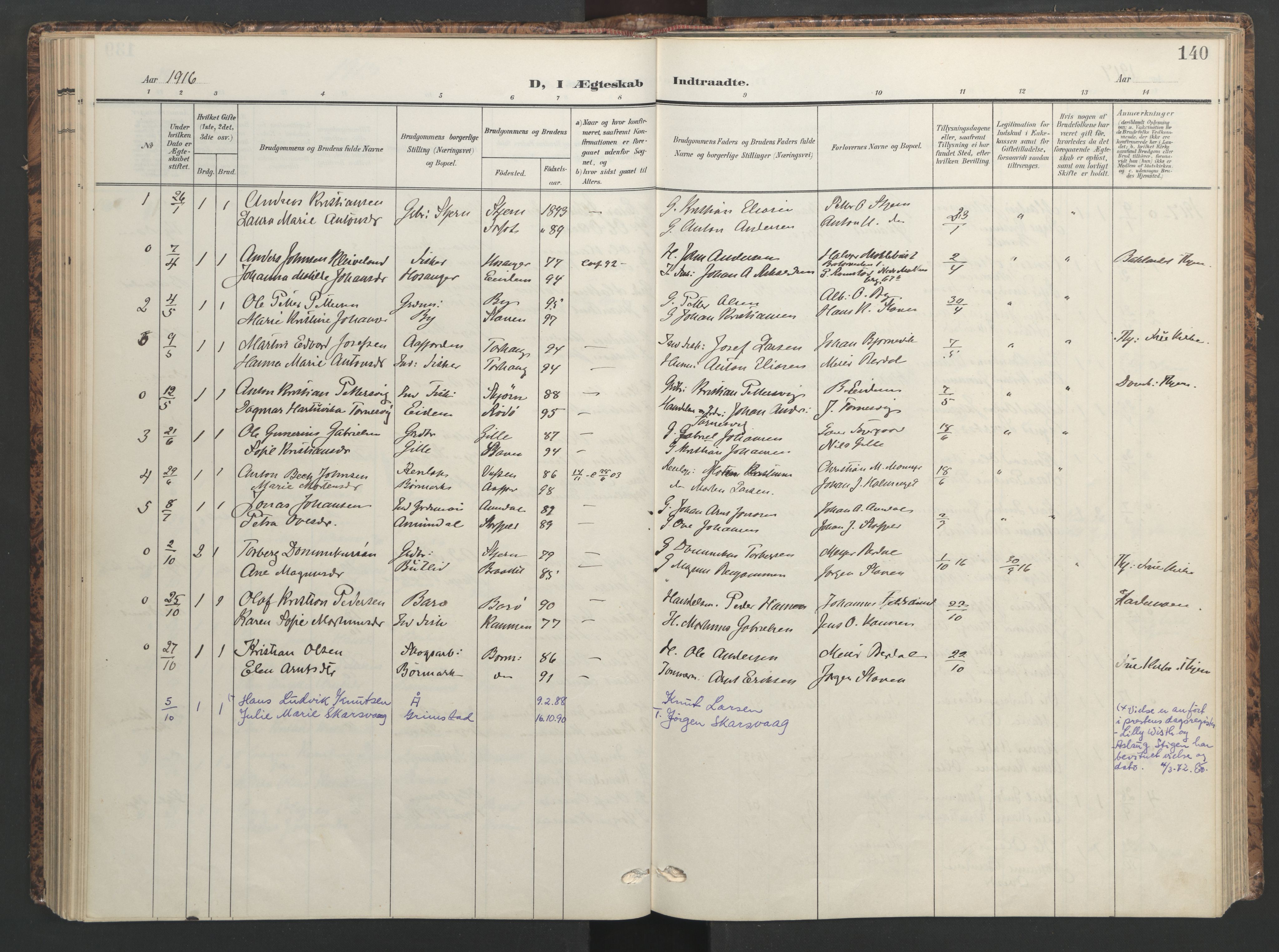 Ministerialprotokoller, klokkerbøker og fødselsregistre - Sør-Trøndelag, AV/SAT-A-1456/655/L0682: Ministerialbok nr. 655A11, 1908-1922, s. 140