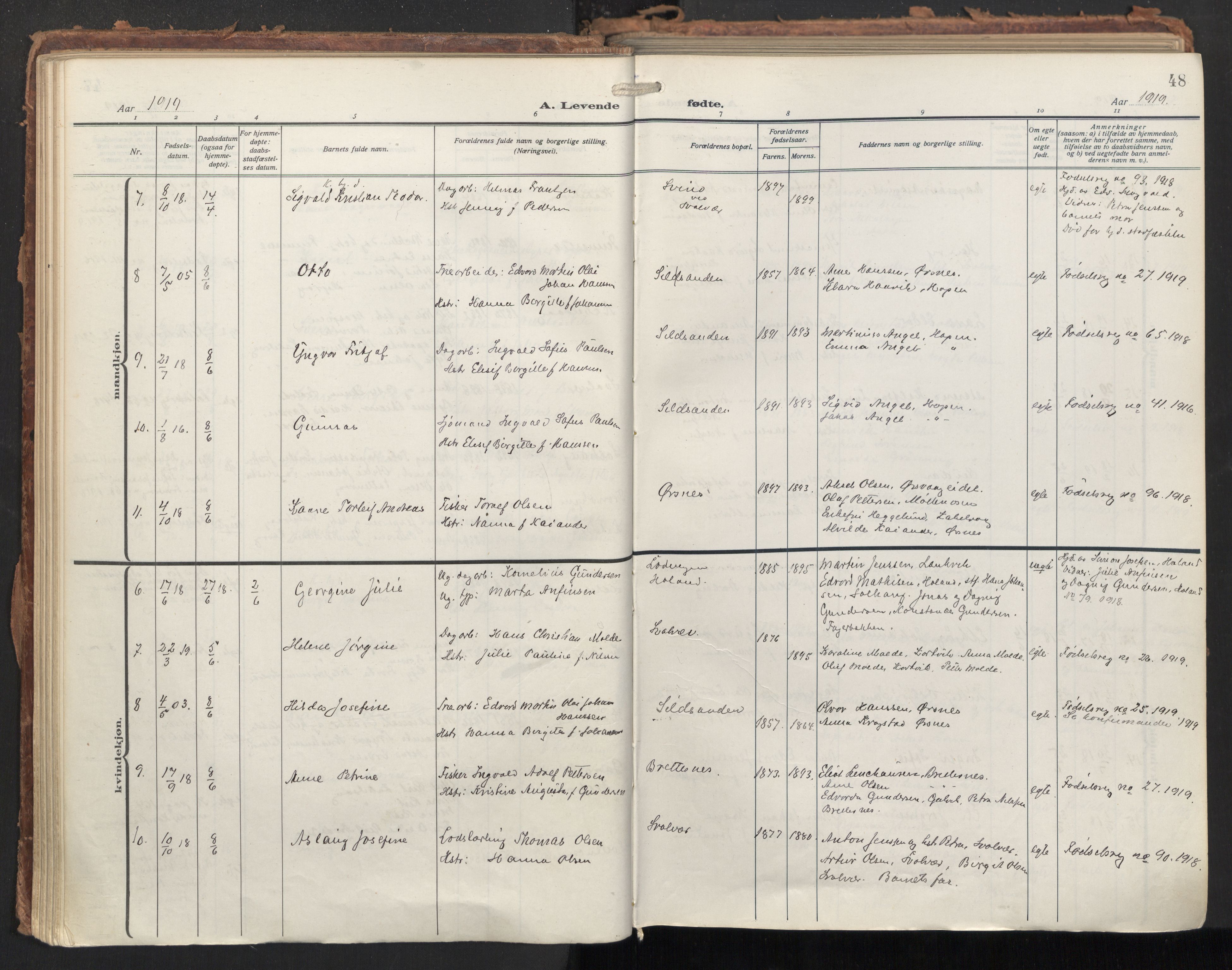 Ministerialprotokoller, klokkerbøker og fødselsregistre - Nordland, SAT/A-1459/874/L1064: Ministerialbok nr. 874A08, 1915-1926, s. 48