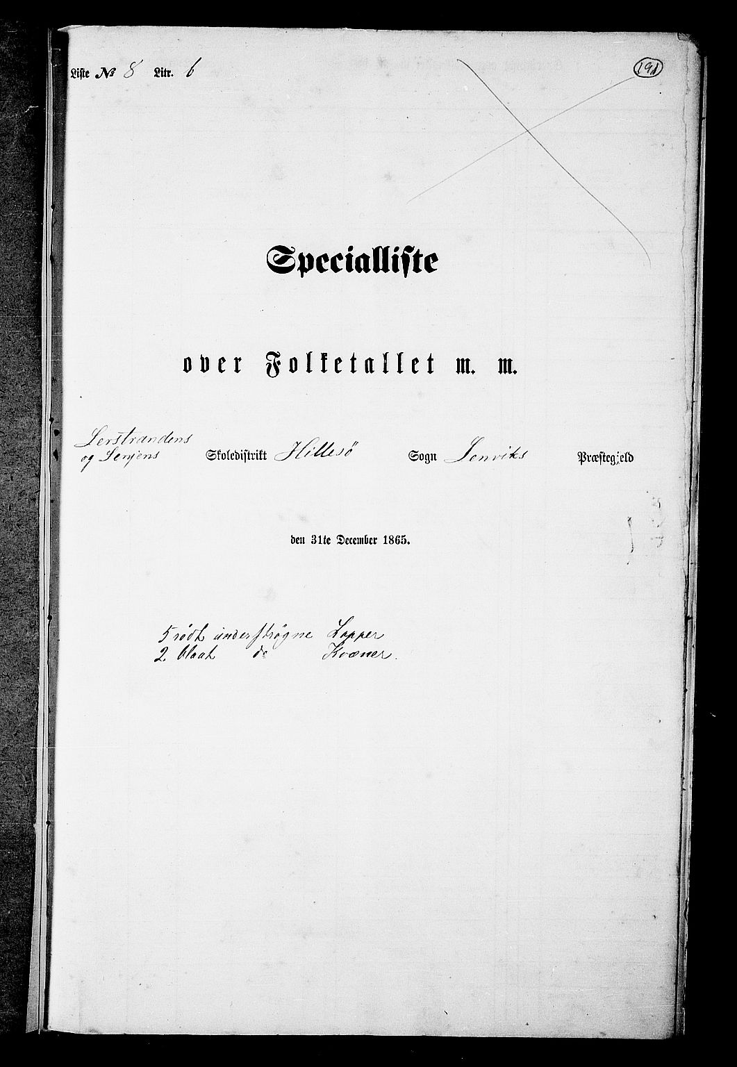 RA, Folketelling 1865 for 1931P Lenvik prestegjeld, 1865, s. 167