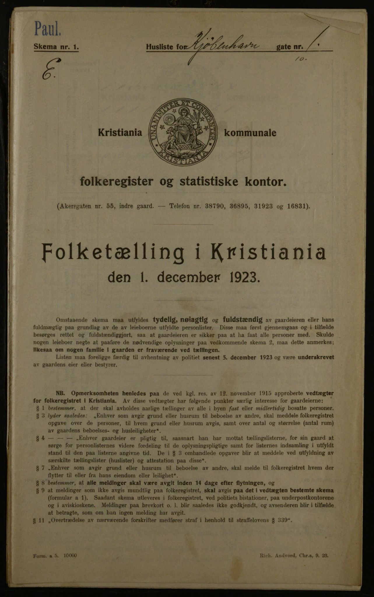 OBA, Kommunal folketelling 1.12.1923 for Kristiania, 1923, s. 57557