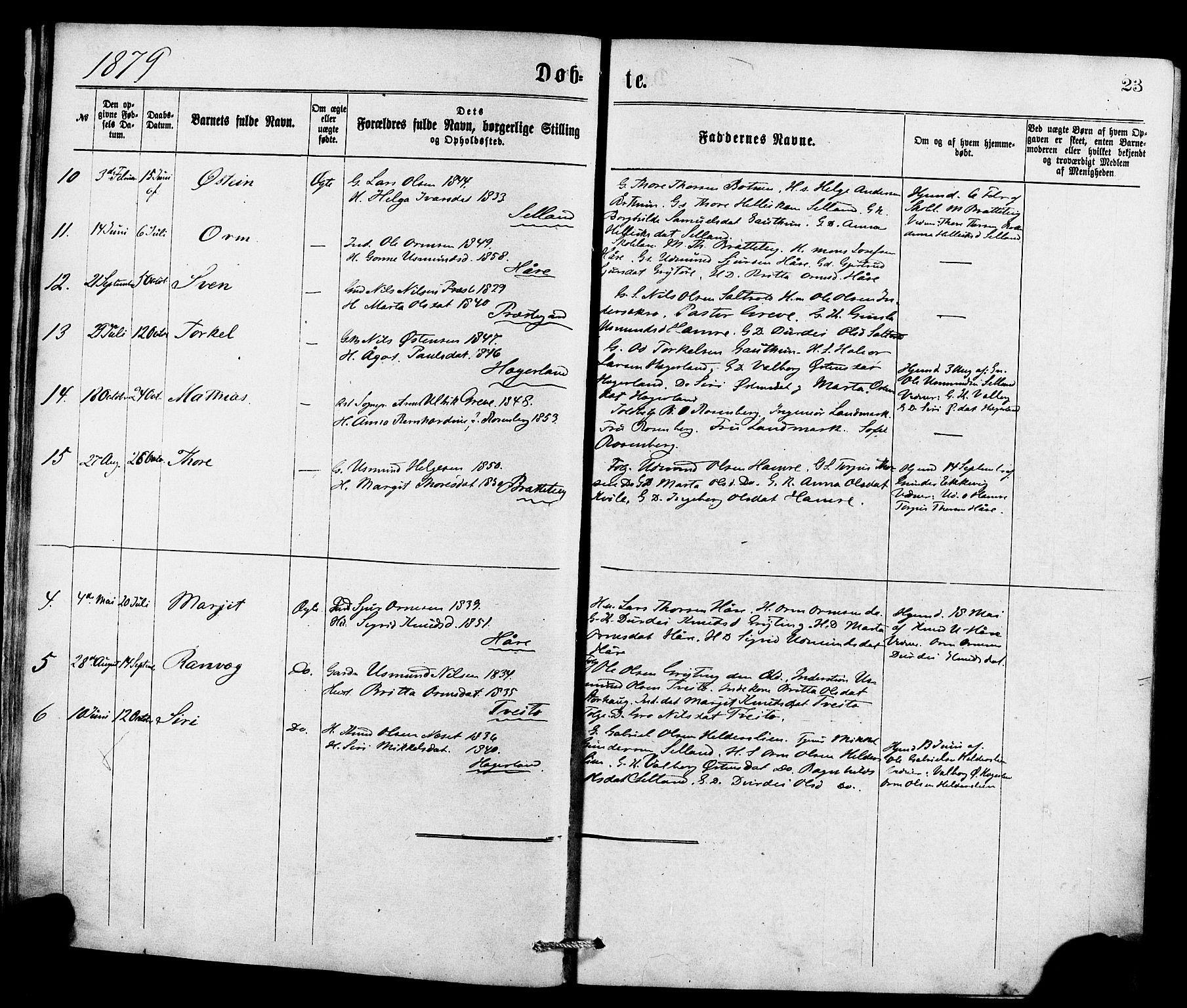 Røldal sokneprestembete, AV/SAB-A-100247: Ministerialbok nr. A 4, 1870-1886, s. 23