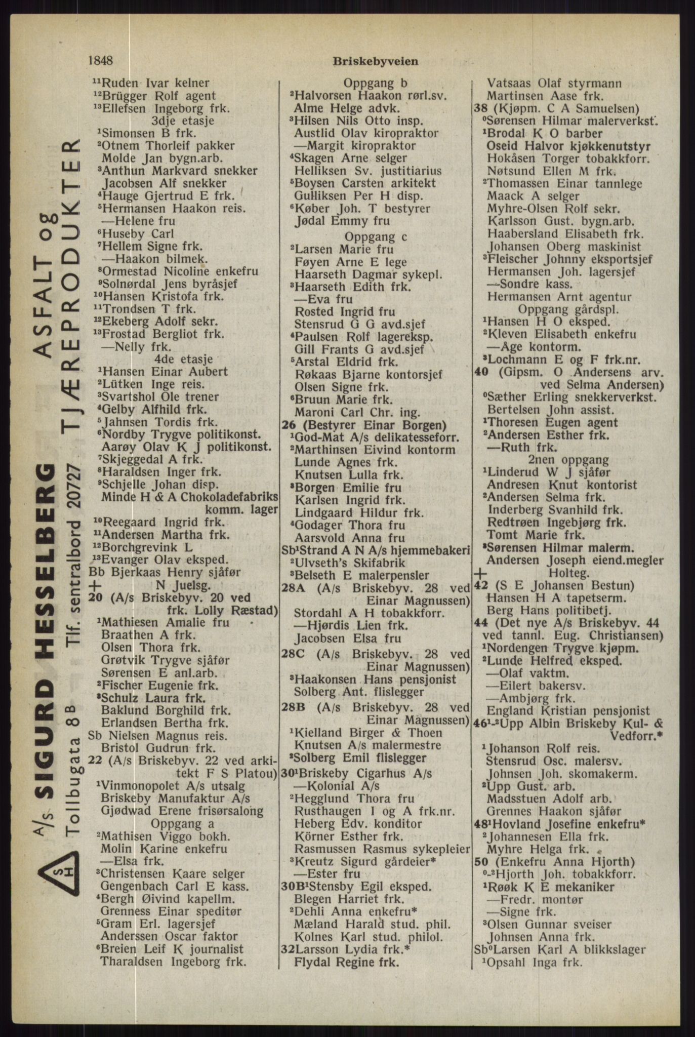 Kristiania/Oslo adressebok, PUBL/-, 1944, s. 1848