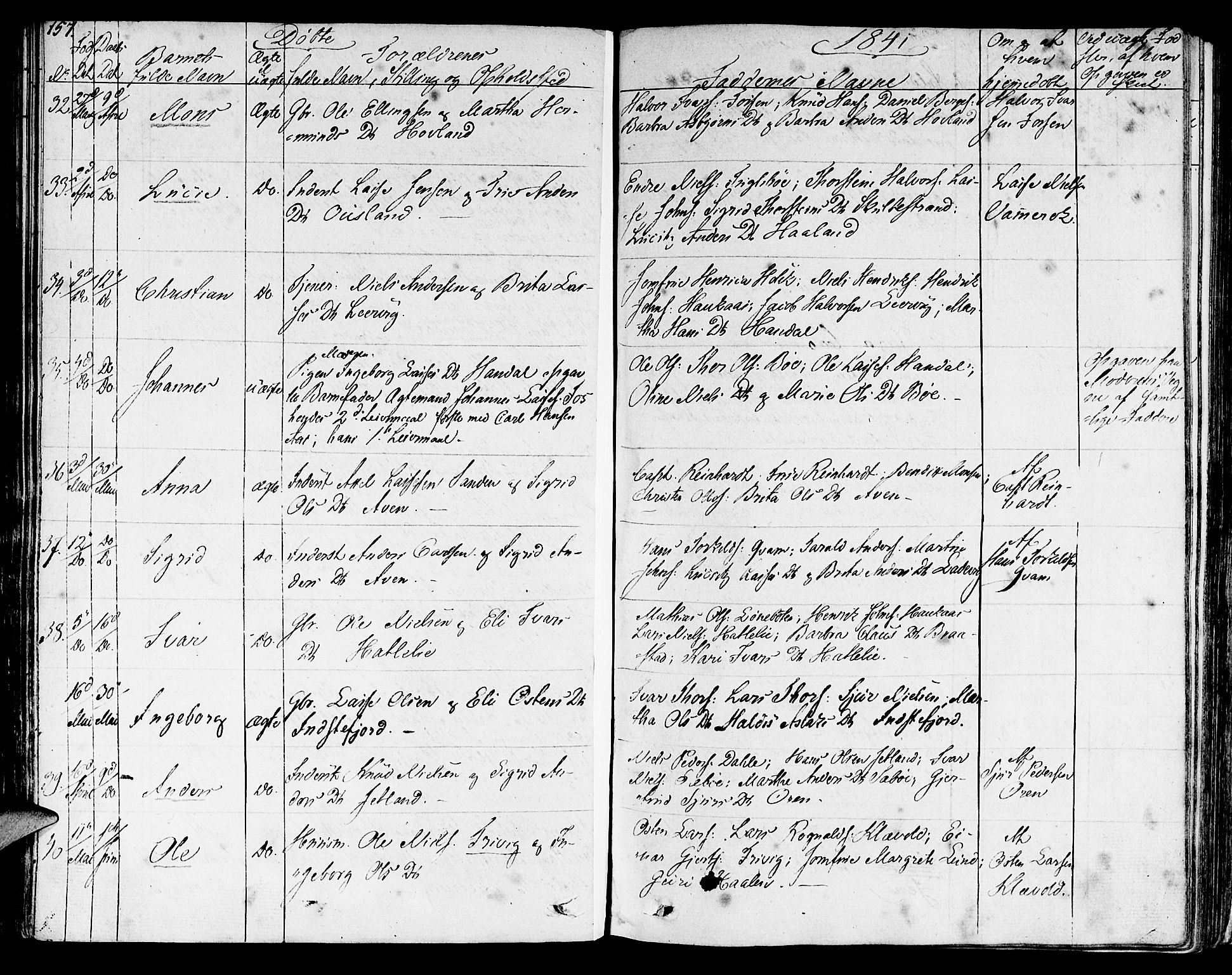 Lavik sokneprestembete, SAB/A-80901: Ministerialbok nr. A 2I, 1821-1842, s. 157