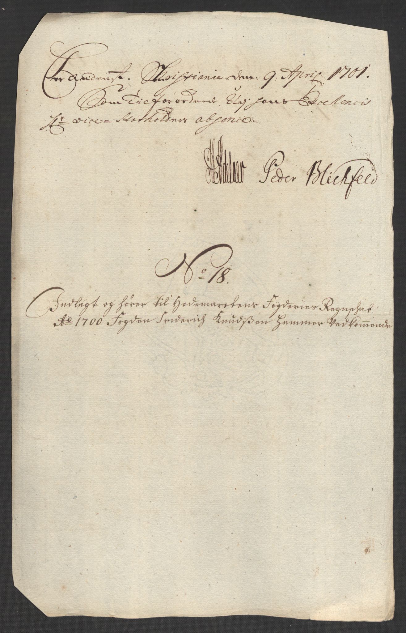 Rentekammeret inntil 1814, Reviderte regnskaper, Fogderegnskap, AV/RA-EA-4092/R16/L1039: Fogderegnskap Hedmark, 1700, s. 192