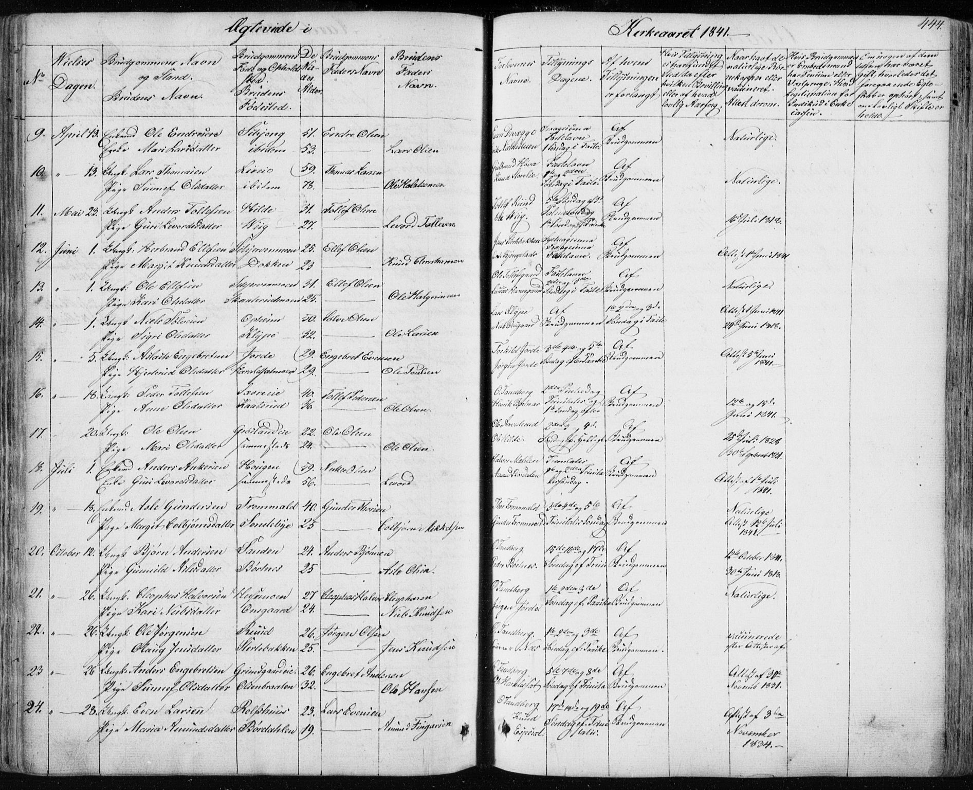 Nes kirkebøker, AV/SAKO-A-236/F/Fa/L0009: Ministerialbok nr. 9, 1834-1863, s. 444