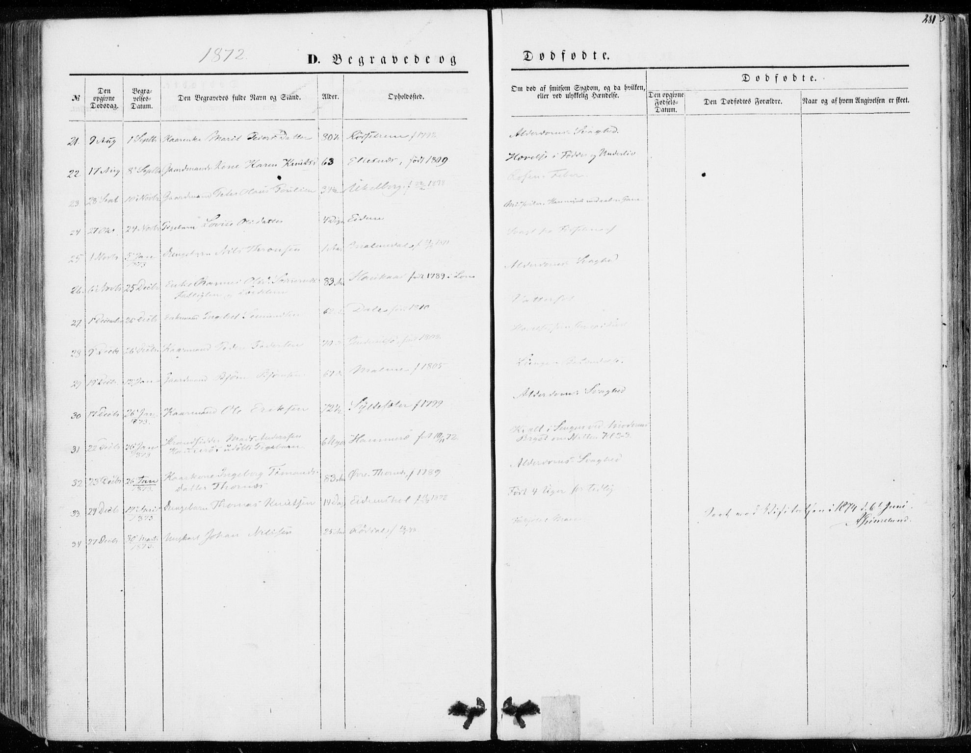 Ministerialprotokoller, klokkerbøker og fødselsregistre - Møre og Romsdal, SAT/A-1454/565/L0748: Ministerialbok nr. 565A02, 1845-1872, s. 281