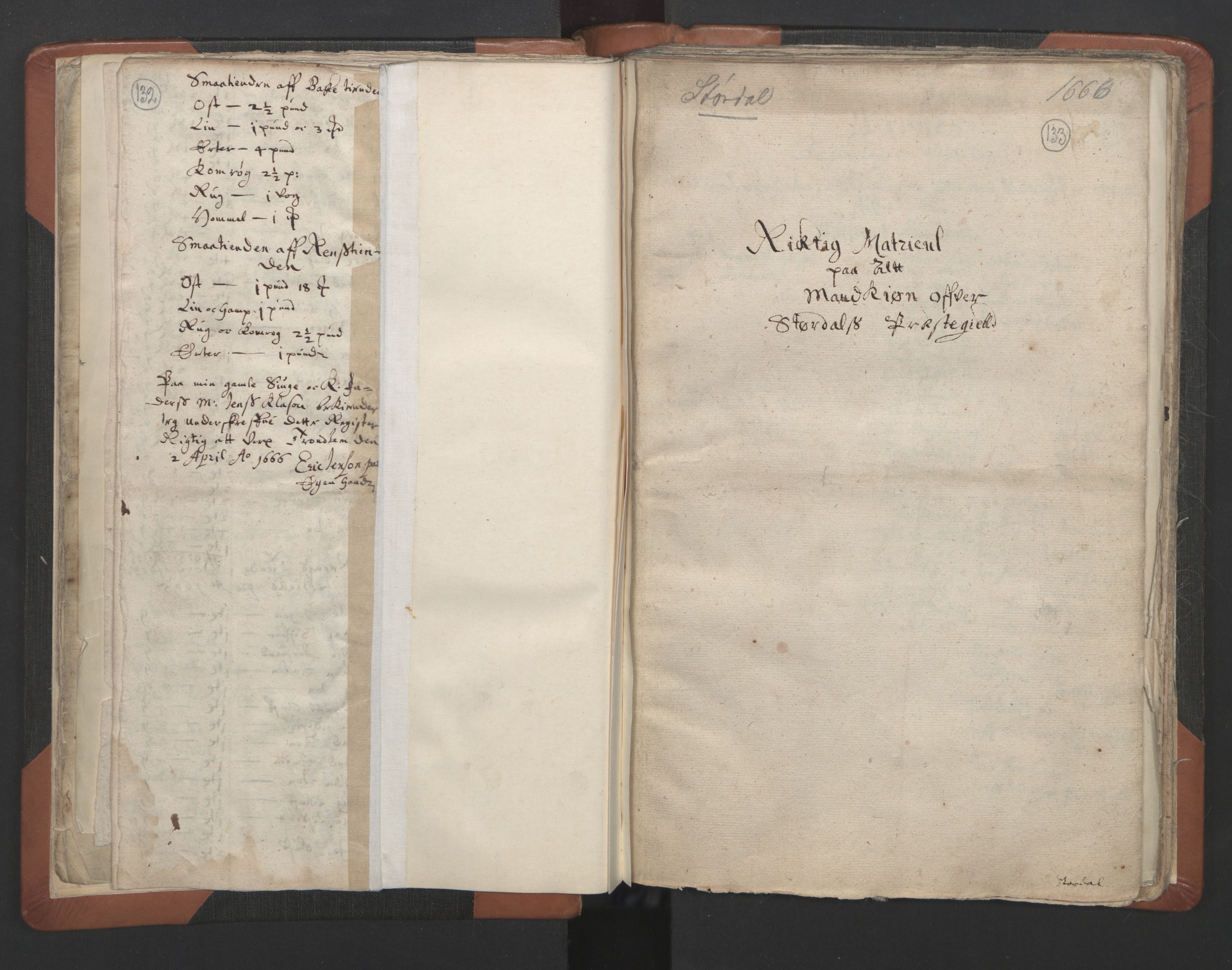 RA, Sogneprestenes manntall 1664-1666, nr. 32: Innherad prosti, 1664-1666, s. 132-133