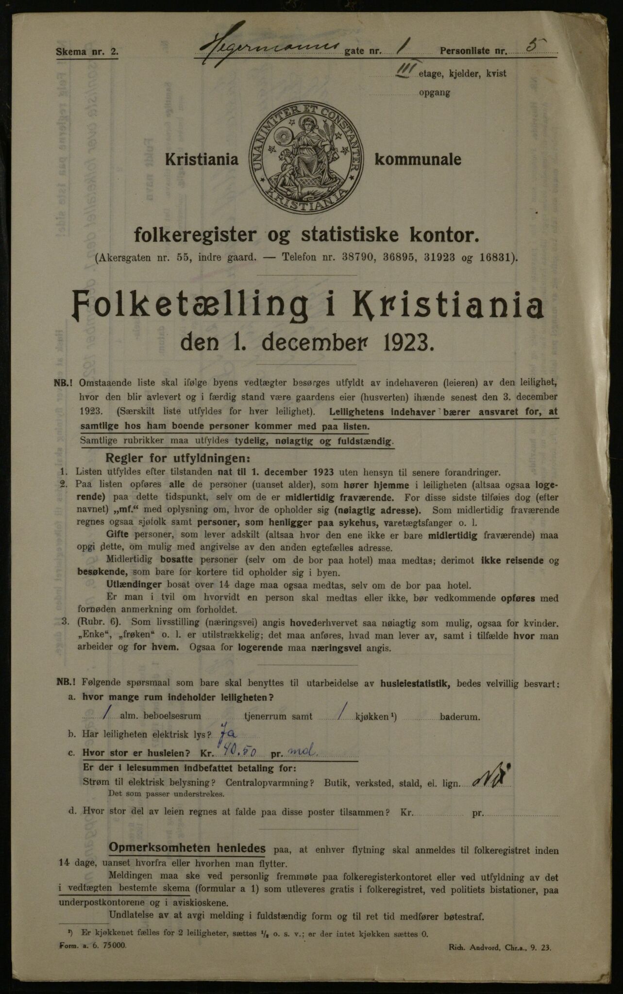 OBA, Kommunal folketelling 1.12.1923 for Kristiania, 1923, s. 40795