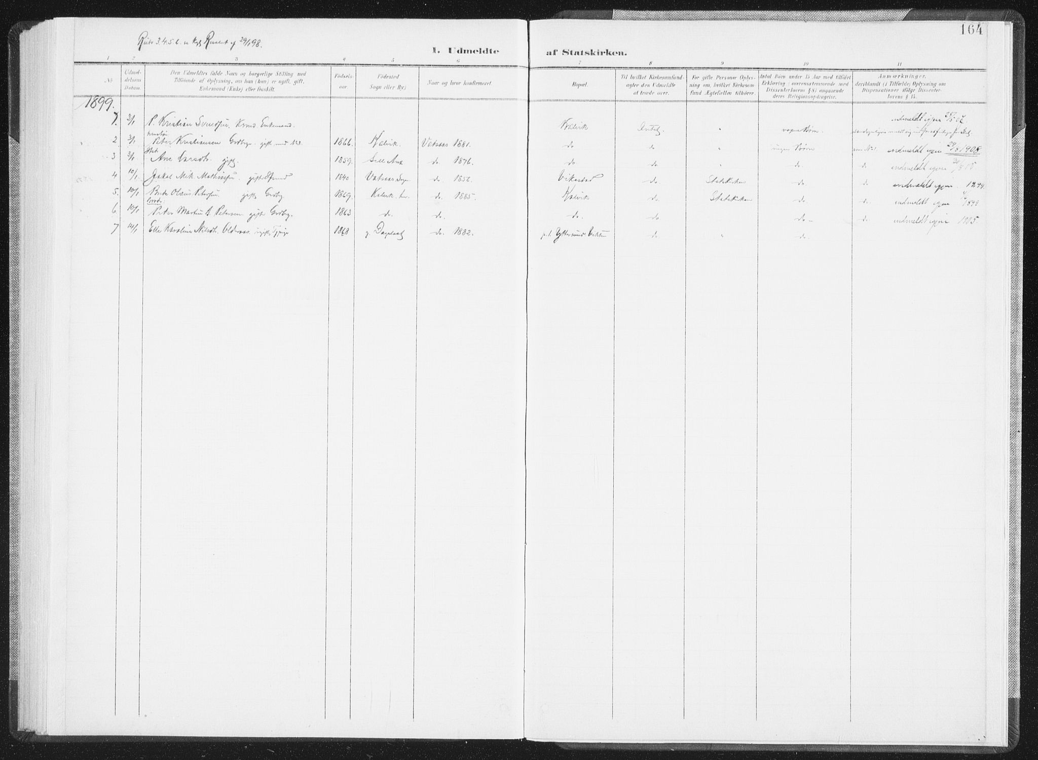 Ministerialprotokoller, klokkerbøker og fødselsregistre - Nordland, SAT/A-1459/810/L0153: Ministerialbok nr. 810A12, 1899-1914, s. 164