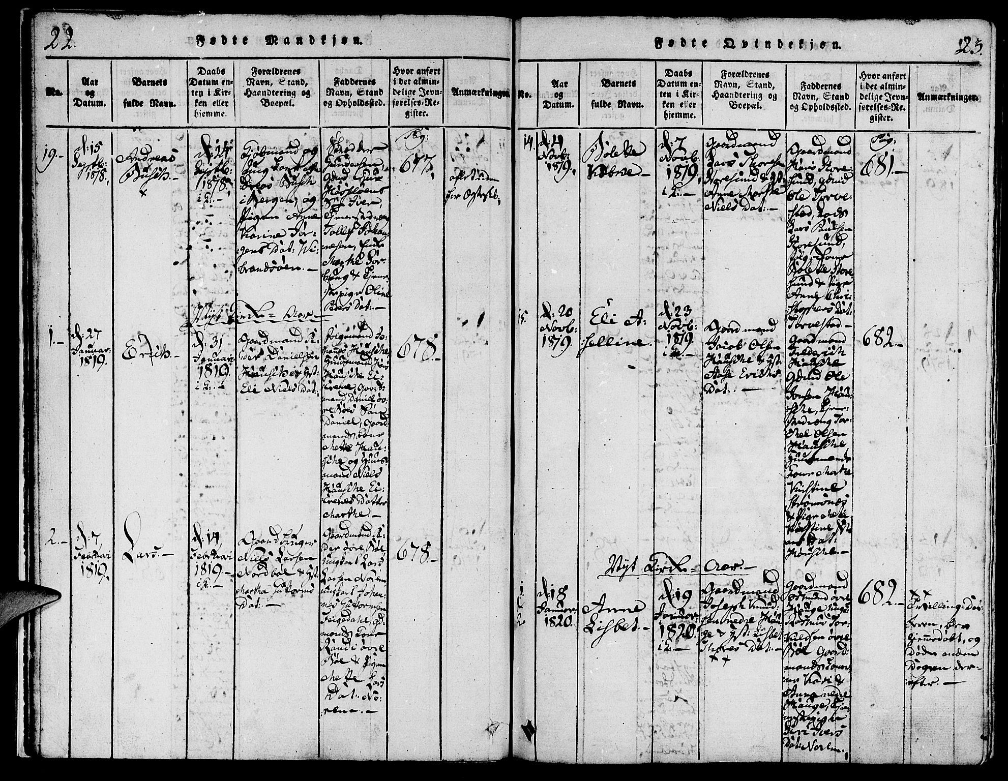 Torvastad sokneprestkontor, AV/SAST-A -101857/H/Ha/Haa/L0004: Ministerialbok nr. A 3 /1, 1817-1836, s. 22-23