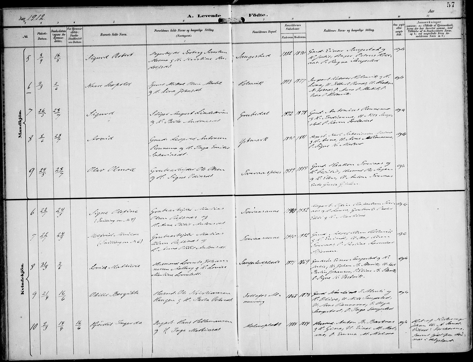 Ministerialprotokoller, klokkerbøker og fødselsregistre - Nord-Trøndelag, AV/SAT-A-1458/745/L0430: Ministerialbok nr. 745A02, 1895-1913, s. 57