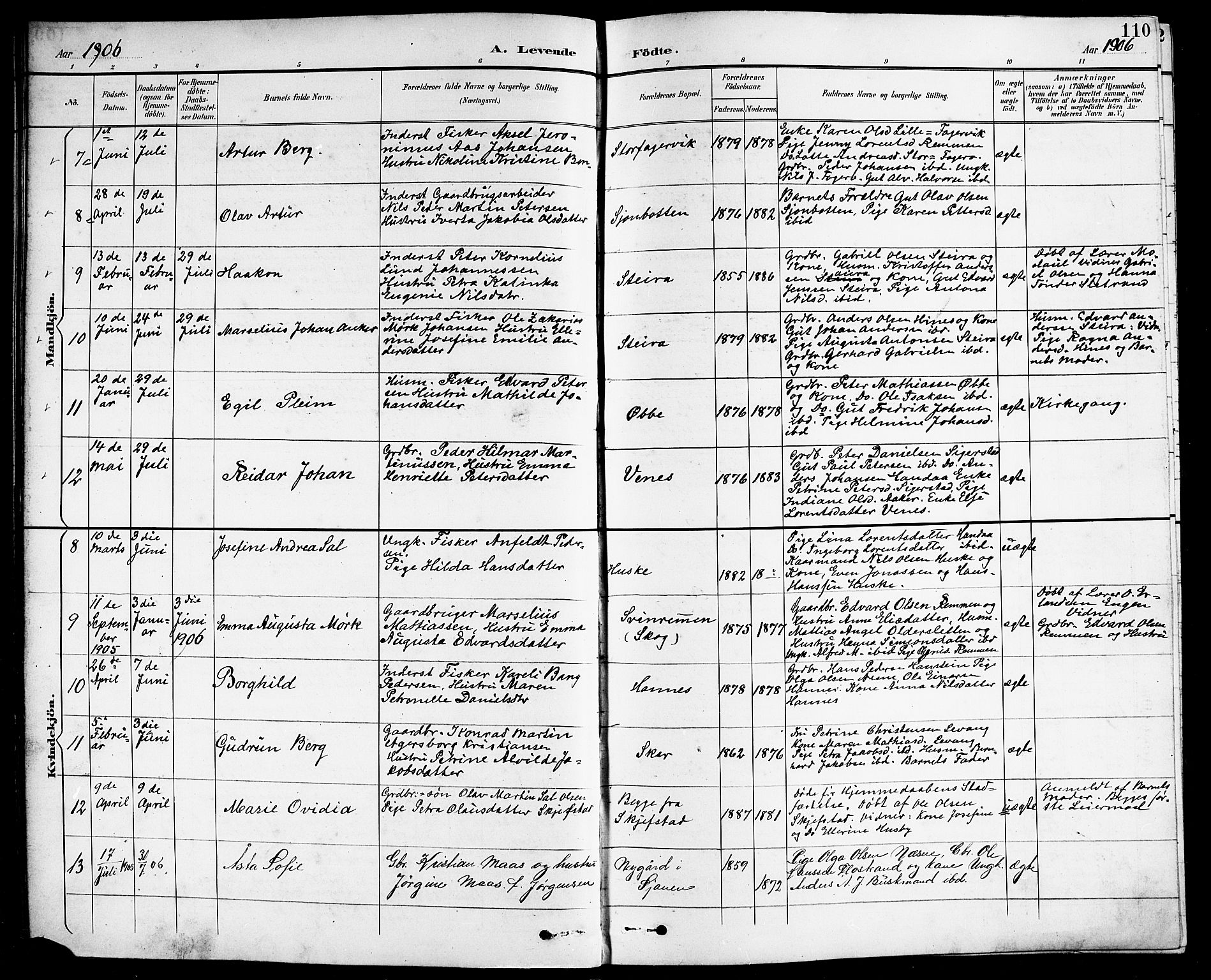 Ministerialprotokoller, klokkerbøker og fødselsregistre - Nordland, SAT/A-1459/838/L0559: Klokkerbok nr. 838C06, 1893-1910, s. 110