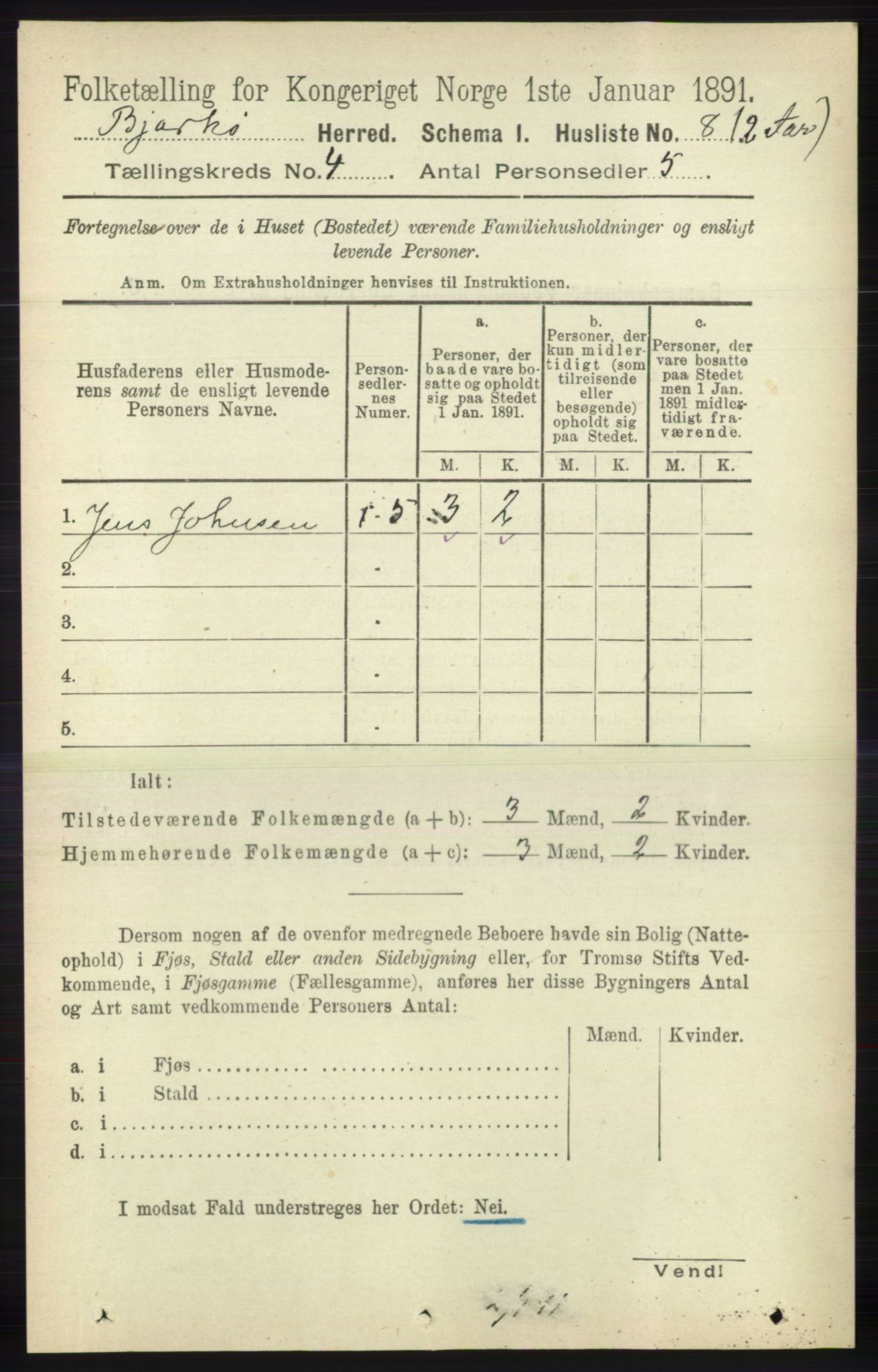 RA, Folketelling 1891 for 1915 Bjarkøy herred, 1891, s. 1879