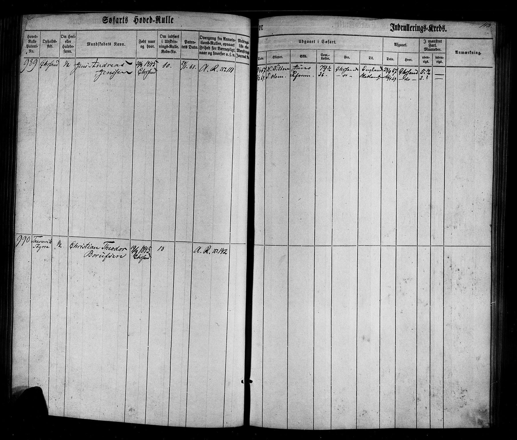 Kristiansand mønstringskrets, AV/SAK-2031-0015/F/Fb/L0026: Hovedrulle nr 767-1137, dublett, J-5, 1860-1870, s. 115