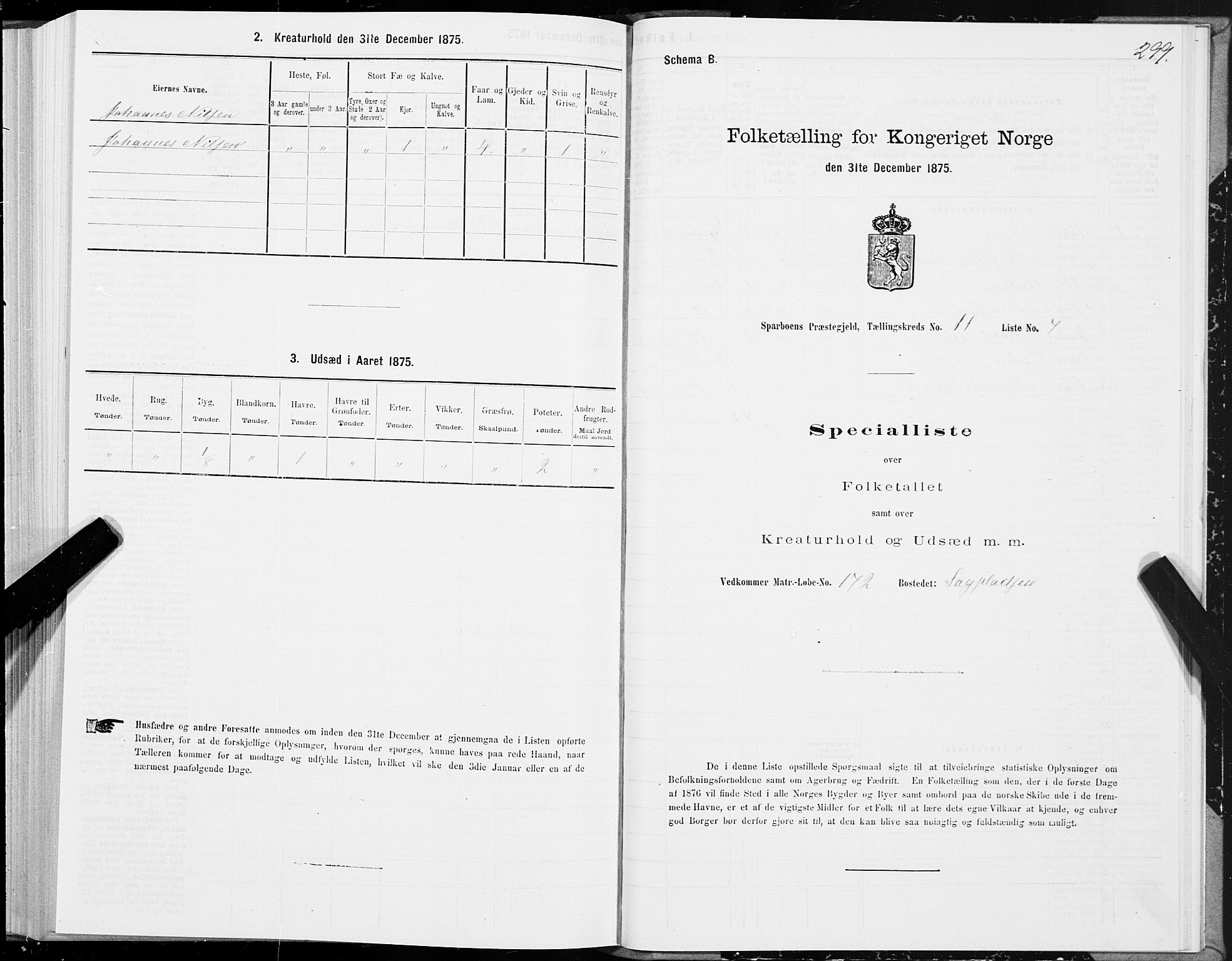 SAT, Folketelling 1875 for 1731P Sparbu prestegjeld, 1875, s. 4299