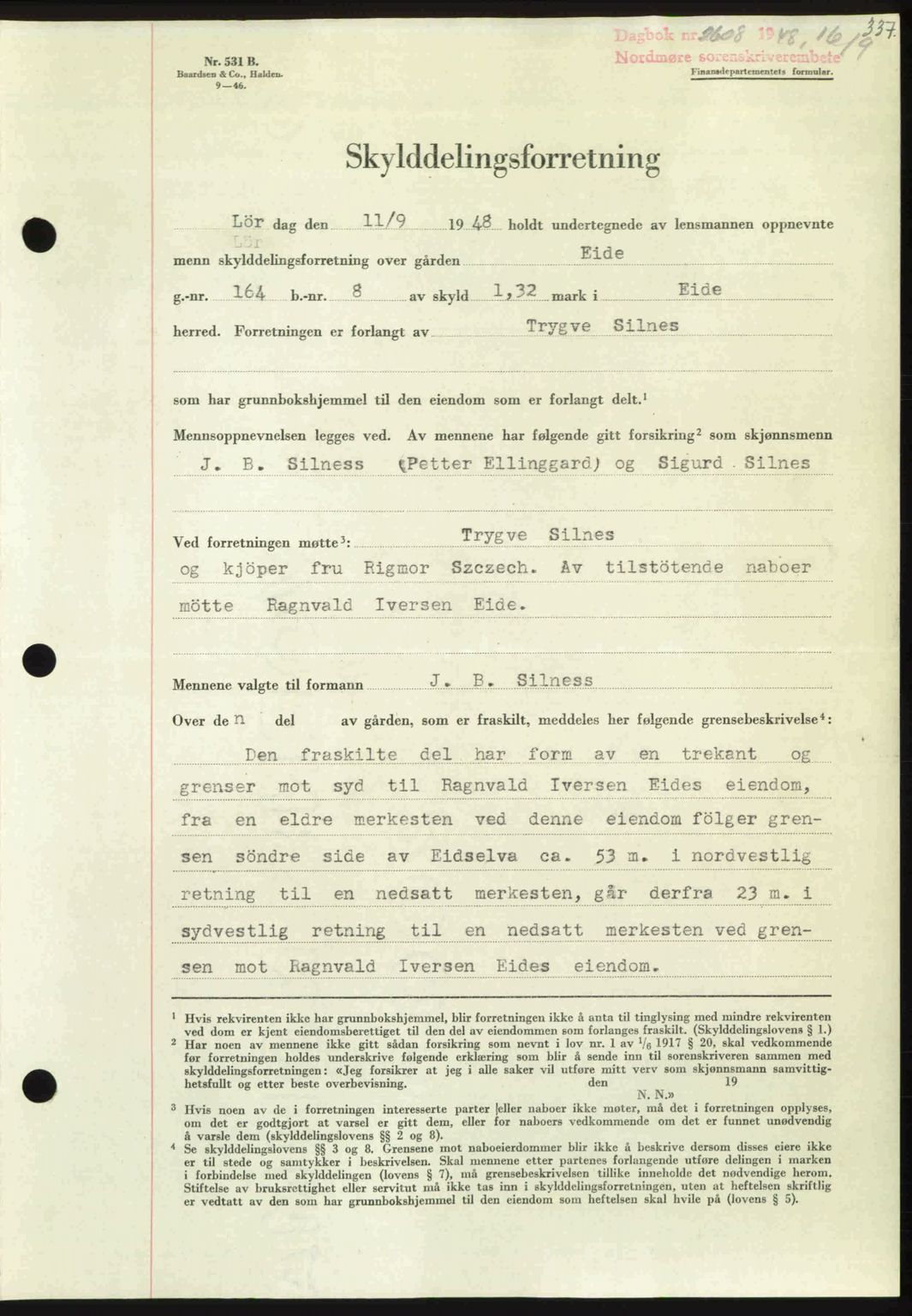 Nordmøre sorenskriveri, AV/SAT-A-4132/1/2/2Ca: Pantebok nr. A109, 1948-1948, Dagboknr: 2608/1948