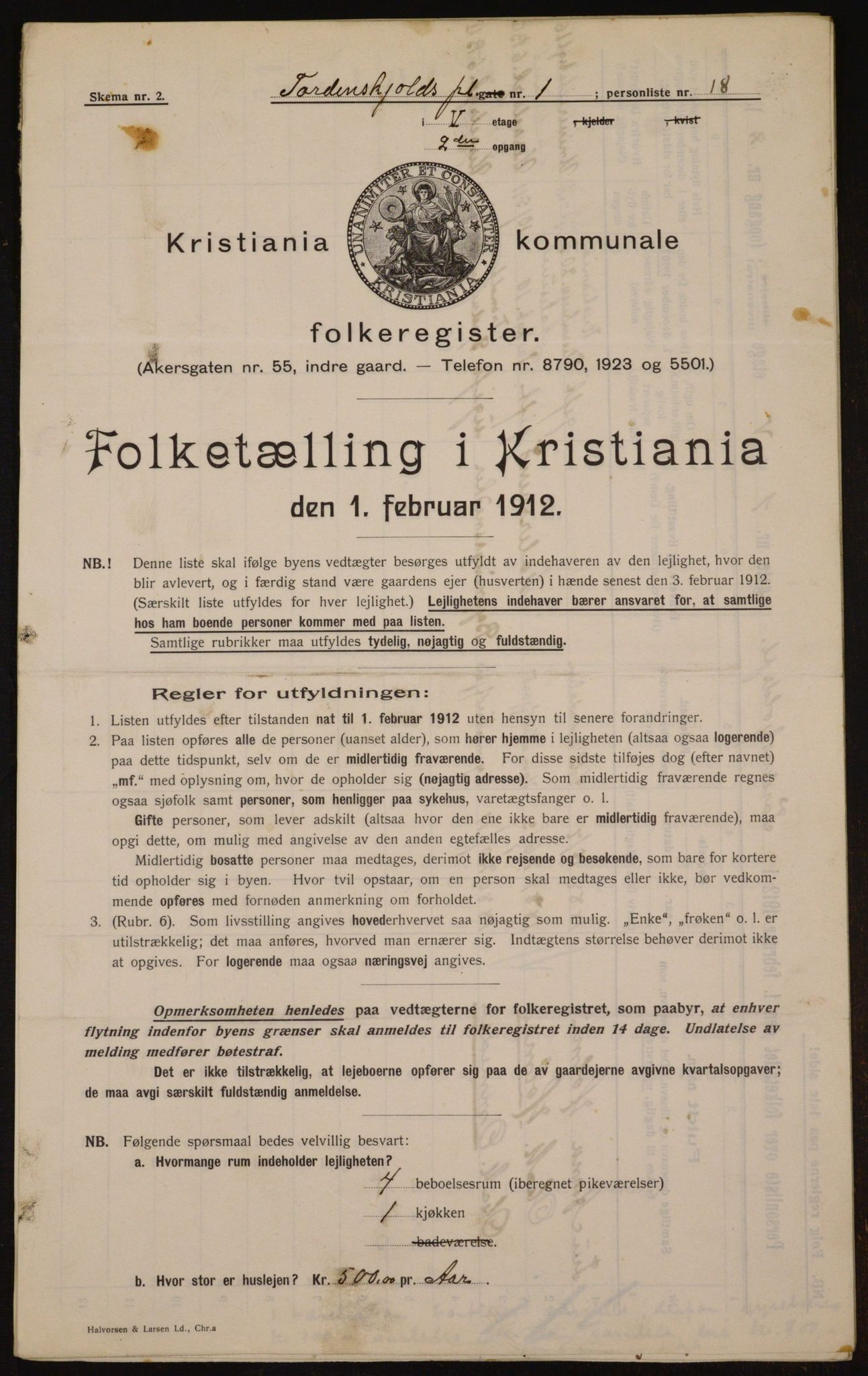 OBA, Kommunal folketelling 1.2.1912 for Kristiania, 1912, s. 113814