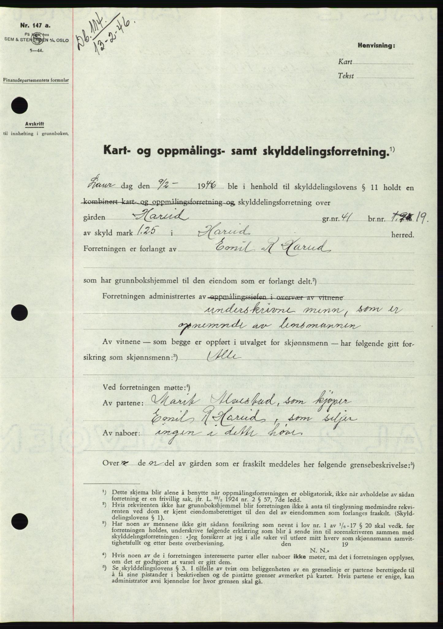 Søre Sunnmøre sorenskriveri, SAT/A-4122/1/2/2C/L0078: Pantebok nr. 4A, 1946-1946, Dagboknr: 114/1946