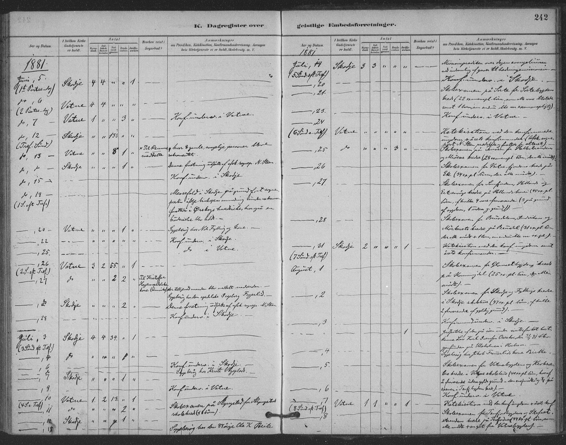 Ministerialprotokoller, klokkerbøker og fødselsregistre - Møre og Romsdal, AV/SAT-A-1454/524/L0356: Ministerialbok nr. 524A08, 1880-1899, s. 242