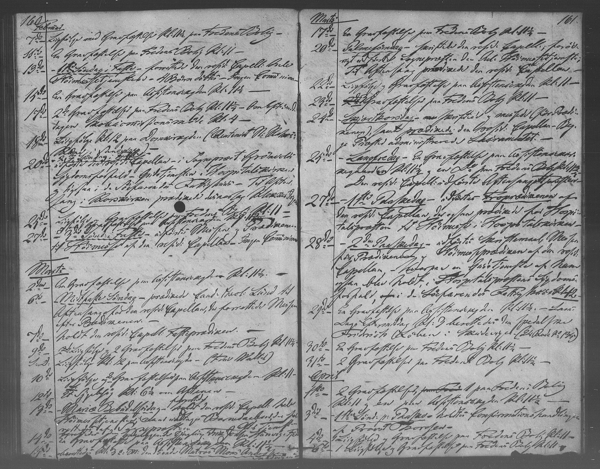 Korskirken sokneprestembete, SAB/A-76101/H/Haa/L0067: Residerende kapellans bok nr. A 2, 1844-1854, s. 160-161