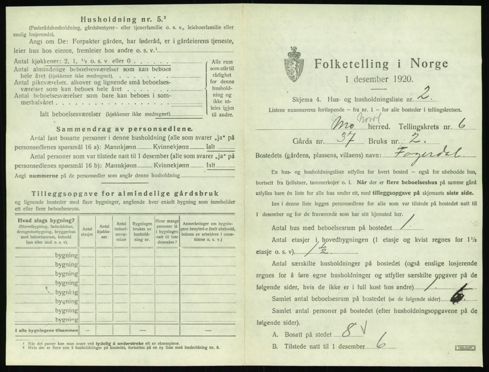 SAT, Folketelling 1920 for 1833 Mo herred, 1920, s. 862