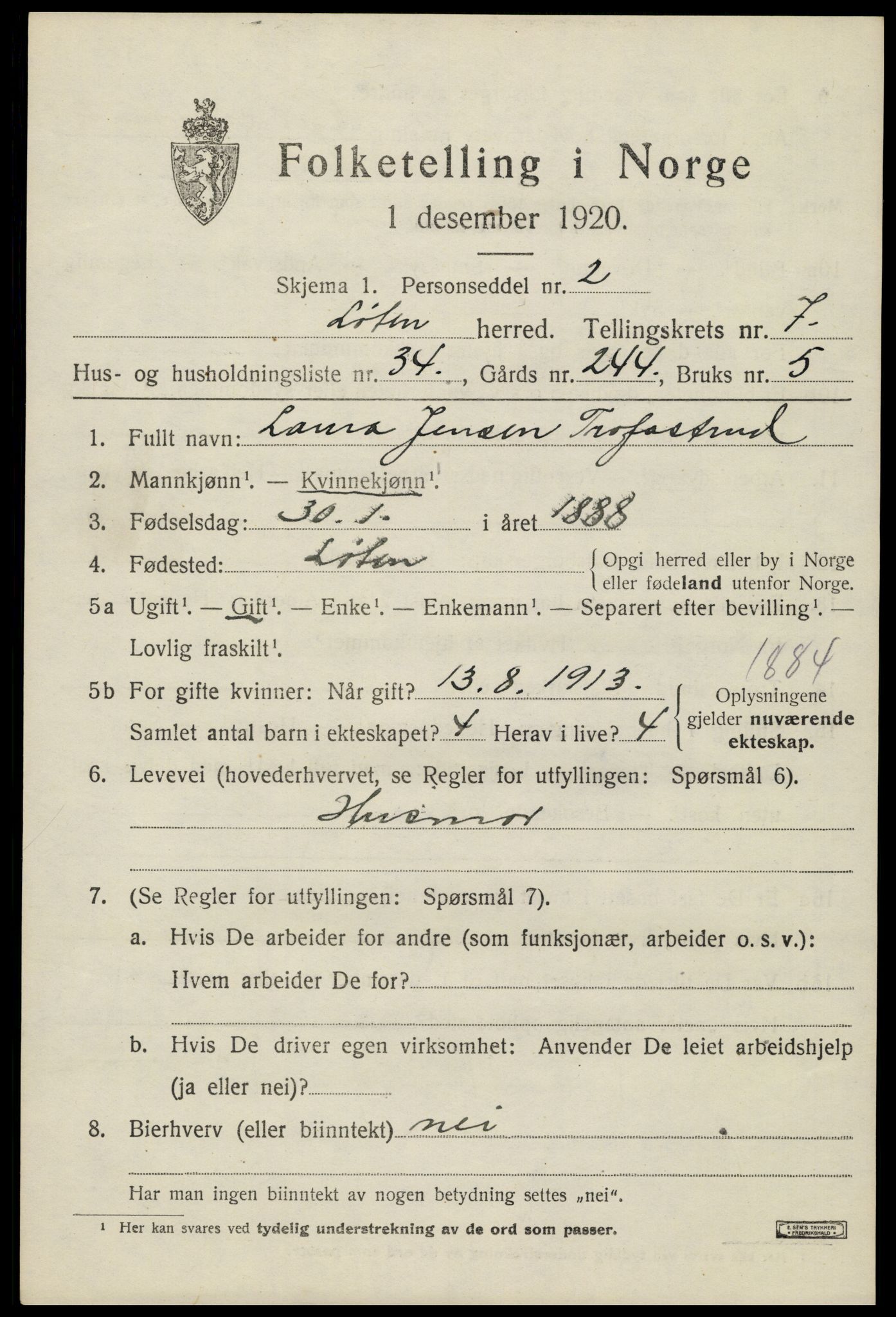 SAH, Folketelling 1920 for 0415 Løten herred, 1920, s. 14213