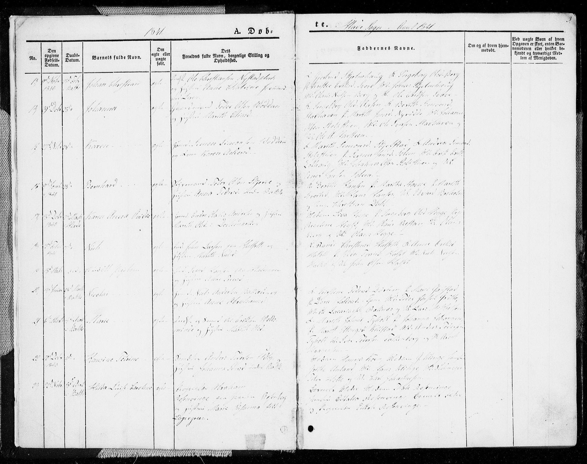 Ministerialprotokoller, klokkerbøker og fødselsregistre - Sør-Trøndelag, SAT/A-1456/606/L0290: Ministerialbok nr. 606A05, 1841-1847, s. 3