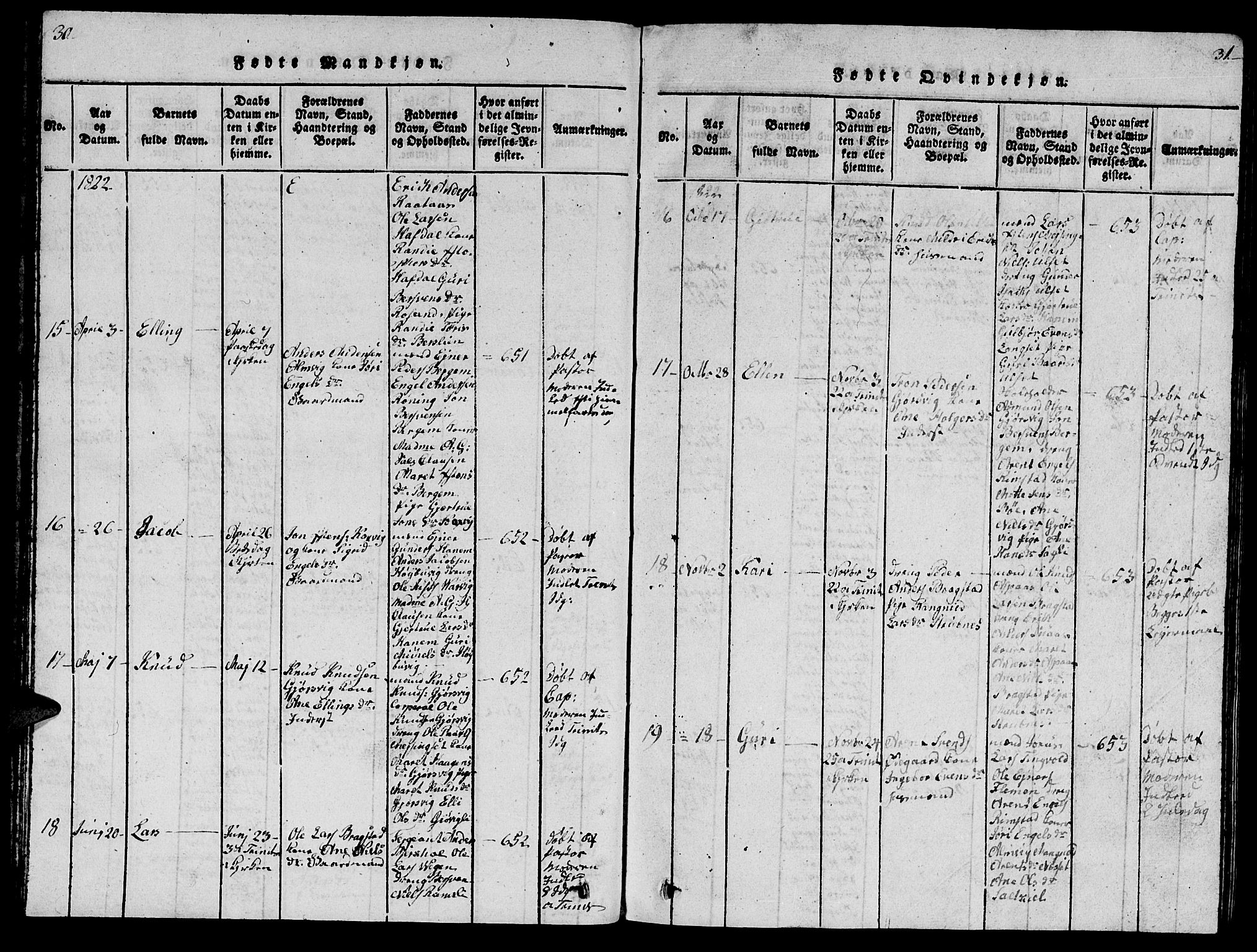 Ministerialprotokoller, klokkerbøker og fødselsregistre - Møre og Romsdal, AV/SAT-A-1454/586/L0990: Klokkerbok nr. 586C01, 1819-1837, s. 30-31