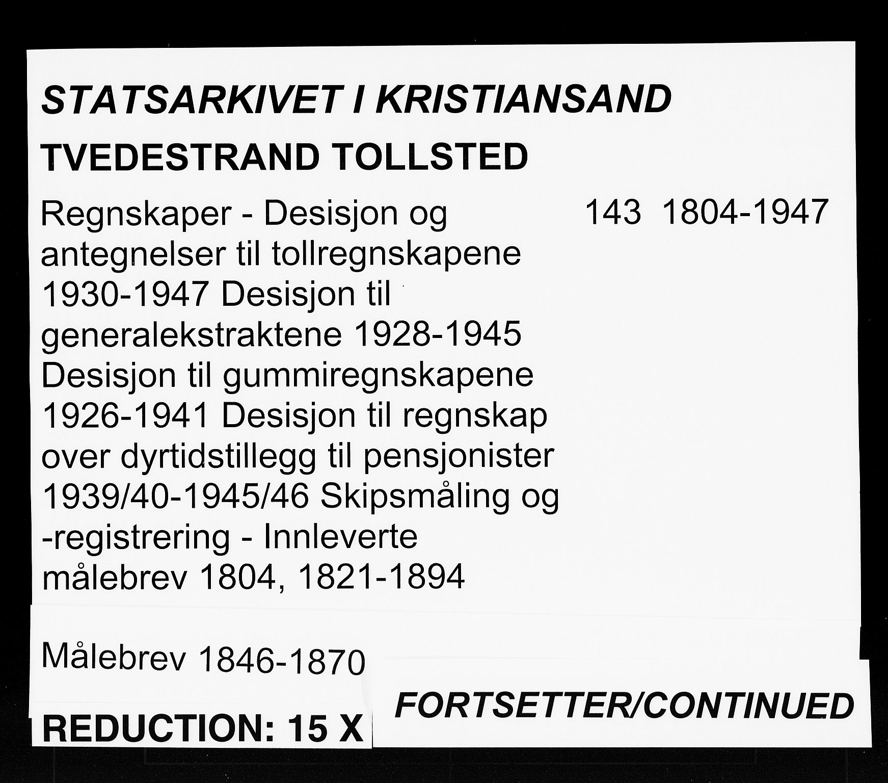 Tvedestrand tollsted, SAK/1351-0011/H/Ha/L0143: Desisjoner mv., 1804-1947, s. 427