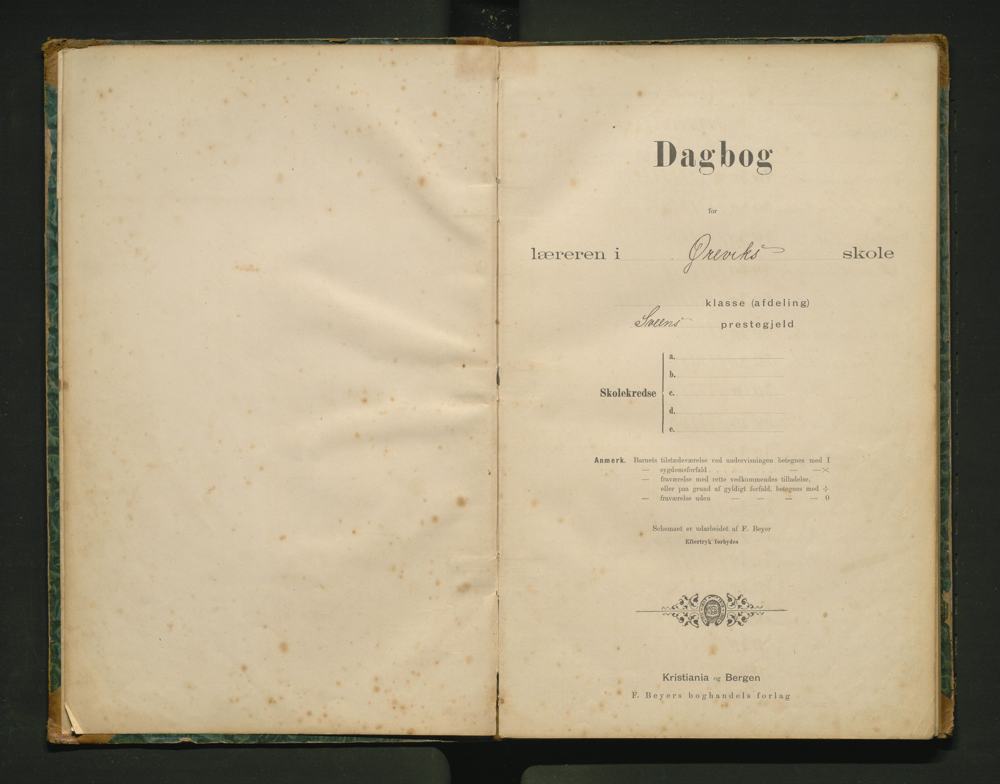 Valestrand kommune. Barneskulane, IKAH/1217-231/G/Ga/L0010: Dagbok for Ørevik kreds, 1893-1907