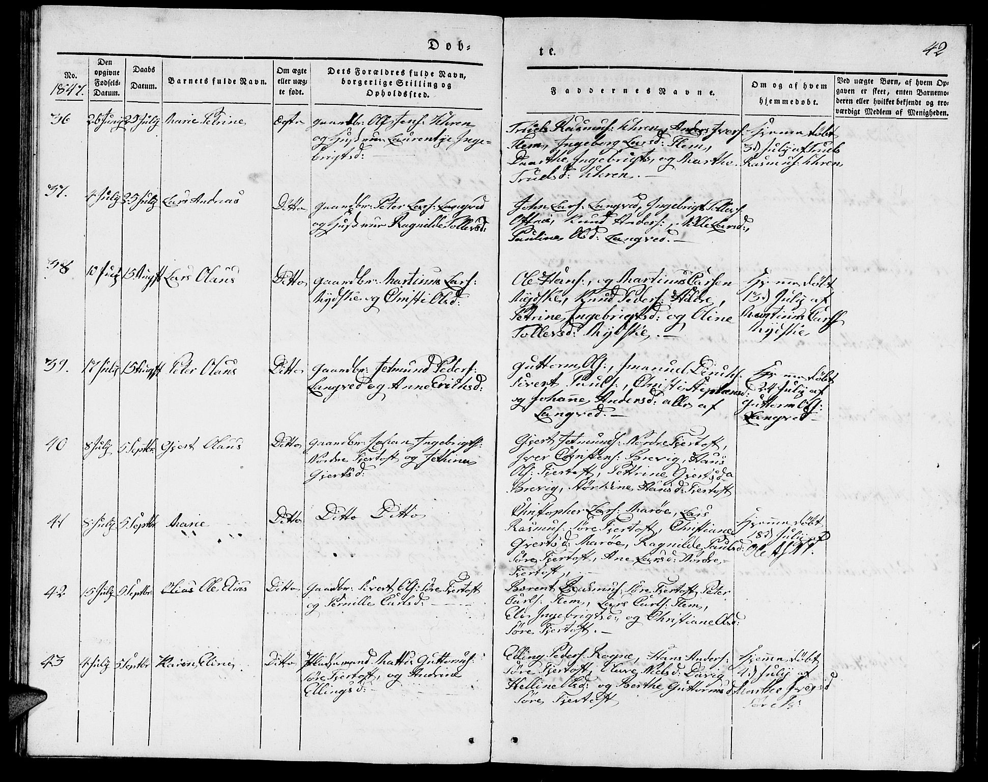 Ministerialprotokoller, klokkerbøker og fødselsregistre - Møre og Romsdal, SAT/A-1454/536/L0507: Klokkerbok nr. 536C02, 1839-1859, s. 42