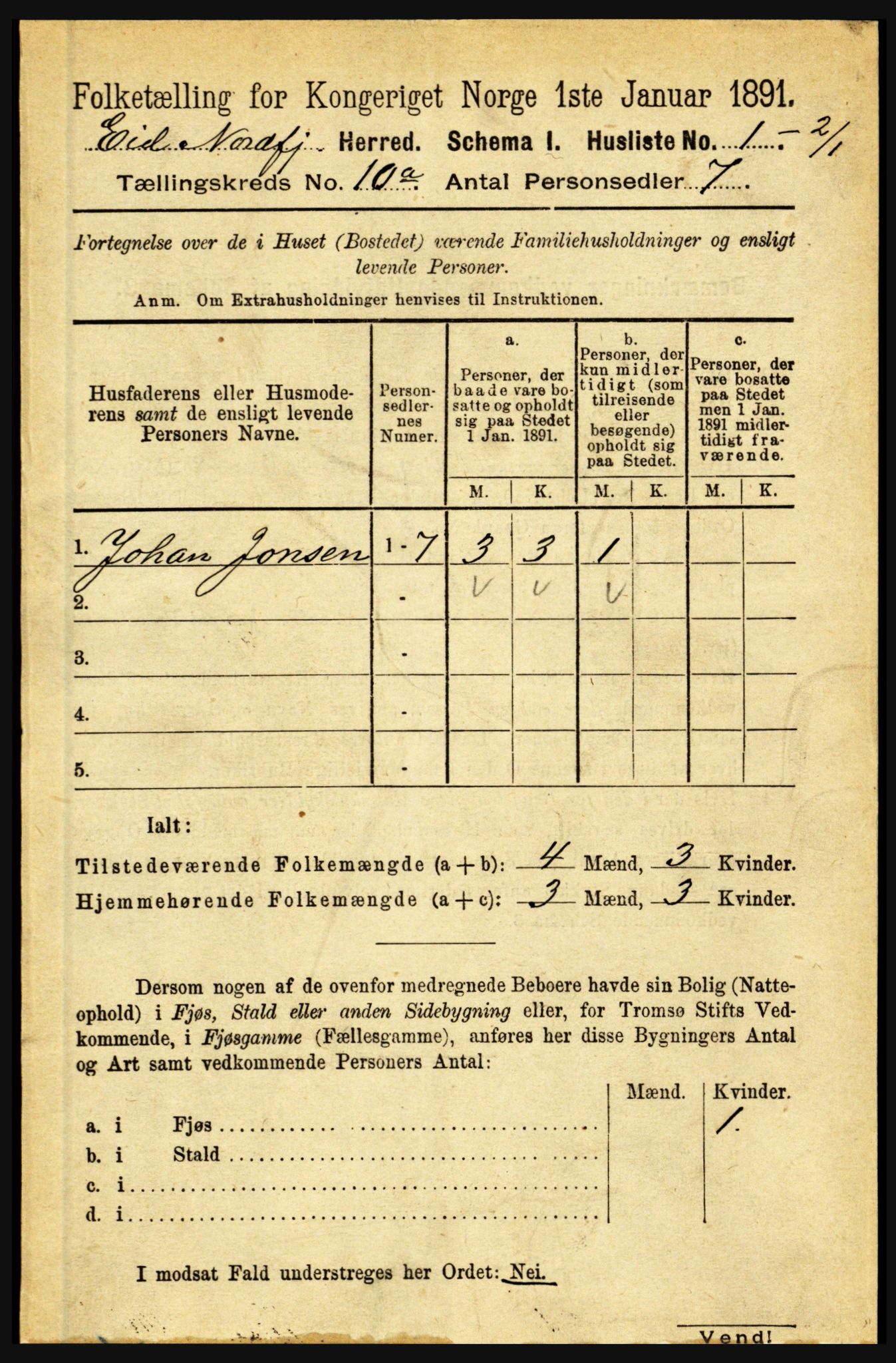 RA, Folketelling 1891 for 1443 Eid herred, 1891, s. 2734