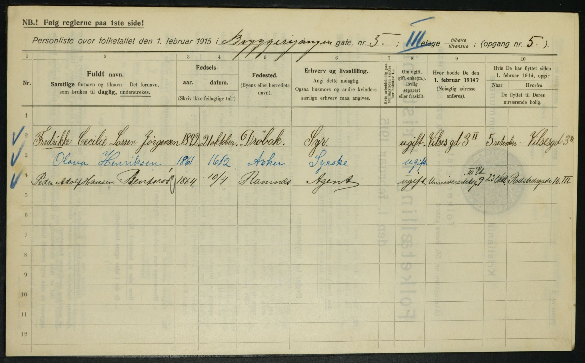 OBA, Kommunal folketelling 1.2.1915 for Kristiania, 1915, s. 10174