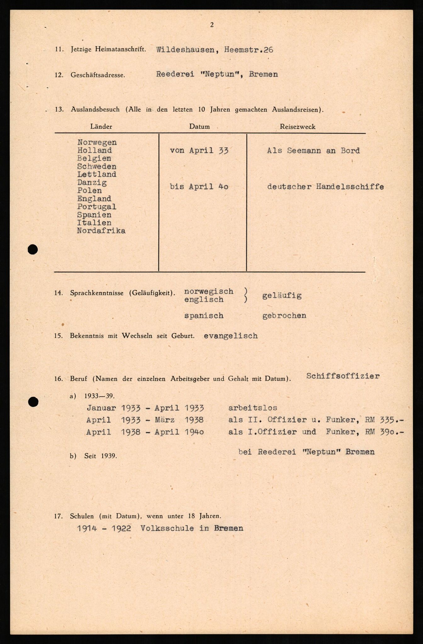 Forsvaret, Forsvarets overkommando II, AV/RA-RAFA-3915/D/Db/L0016: CI Questionaires. Tyske okkupasjonsstyrker i Norge. Tyskere., 1945-1946, s. 837