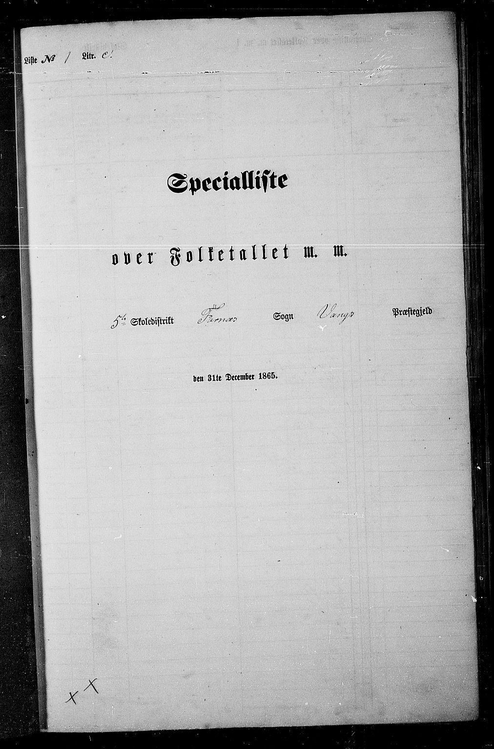 RA, Folketelling 1865 for 0414L Vang prestegjeld, Vang sokn og Furnes sokn, 1865, s. 40