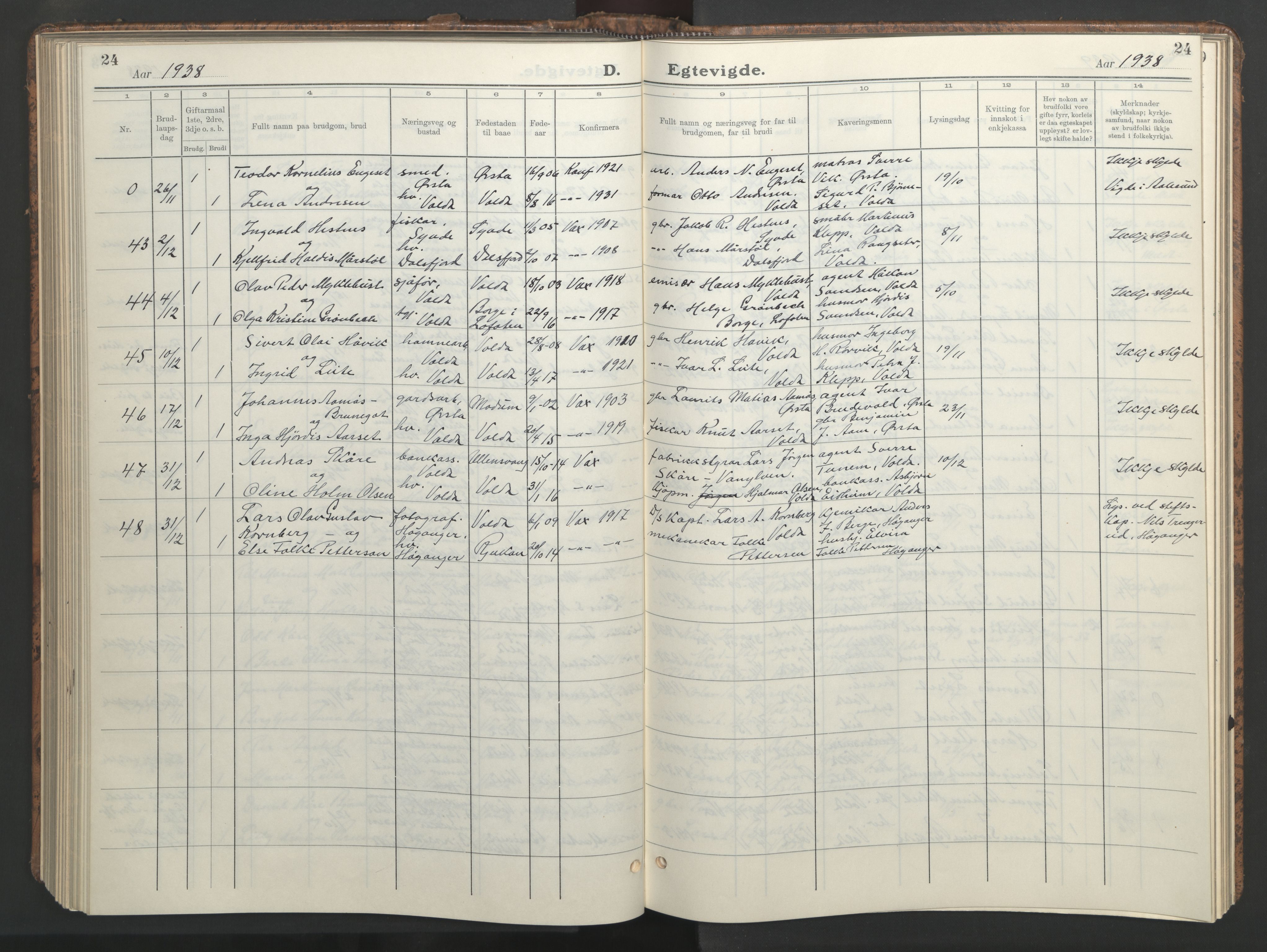 Ministerialprotokoller, klokkerbøker og fødselsregistre - Møre og Romsdal, AV/SAT-A-1454/511/L0161: Klokkerbok nr. 511C07, 1933-1948, s. 24