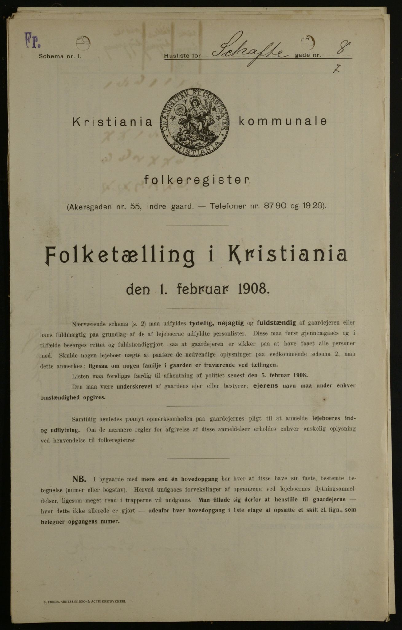 OBA, Kommunal folketelling 1.2.1908 for Kristiania kjøpstad, 1908, s. 80549
