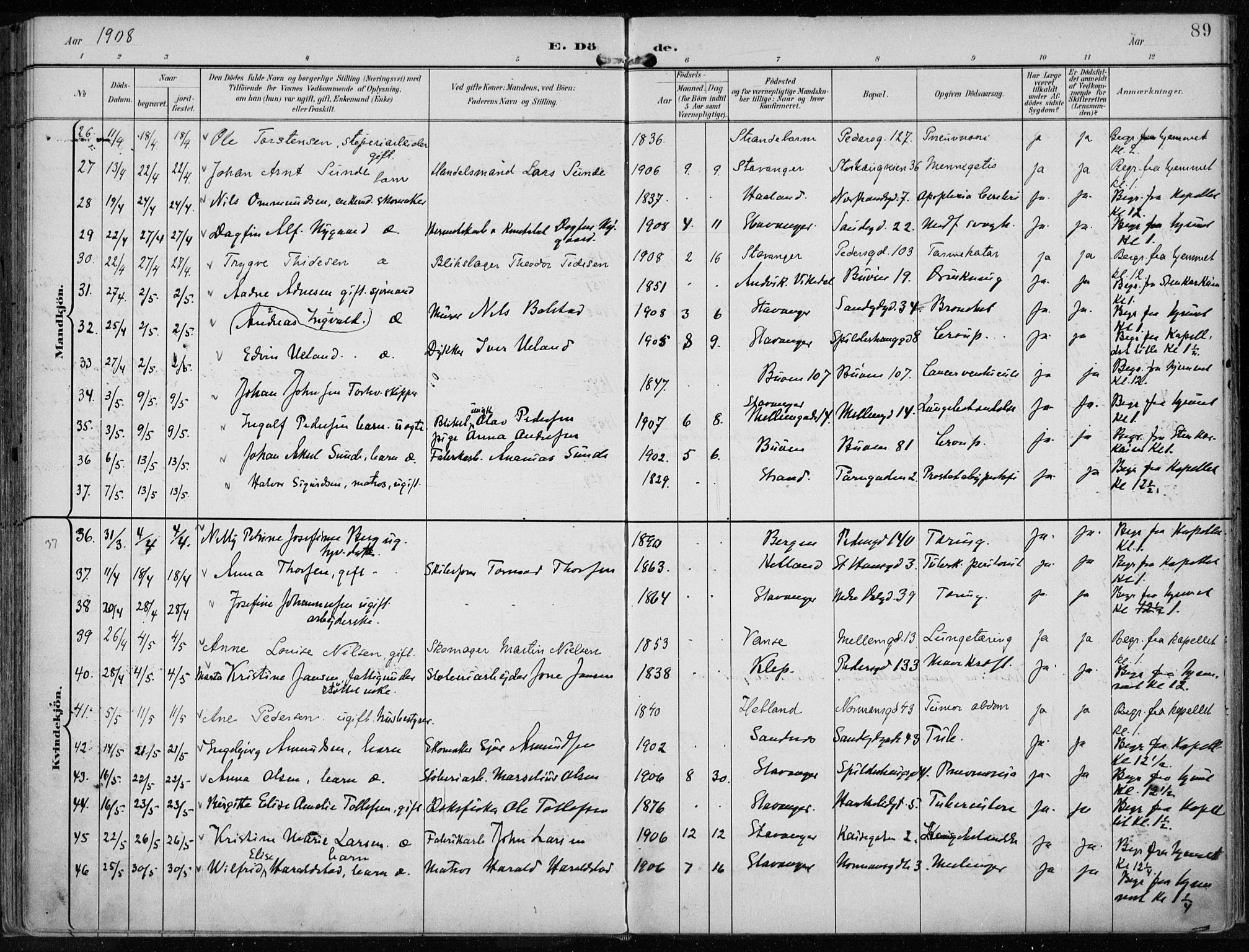 St. Johannes sokneprestkontor, AV/SAST-A-101814/001/30/30BA/L0005: Ministerialbok nr. A 5, 1898-1919, s. 89