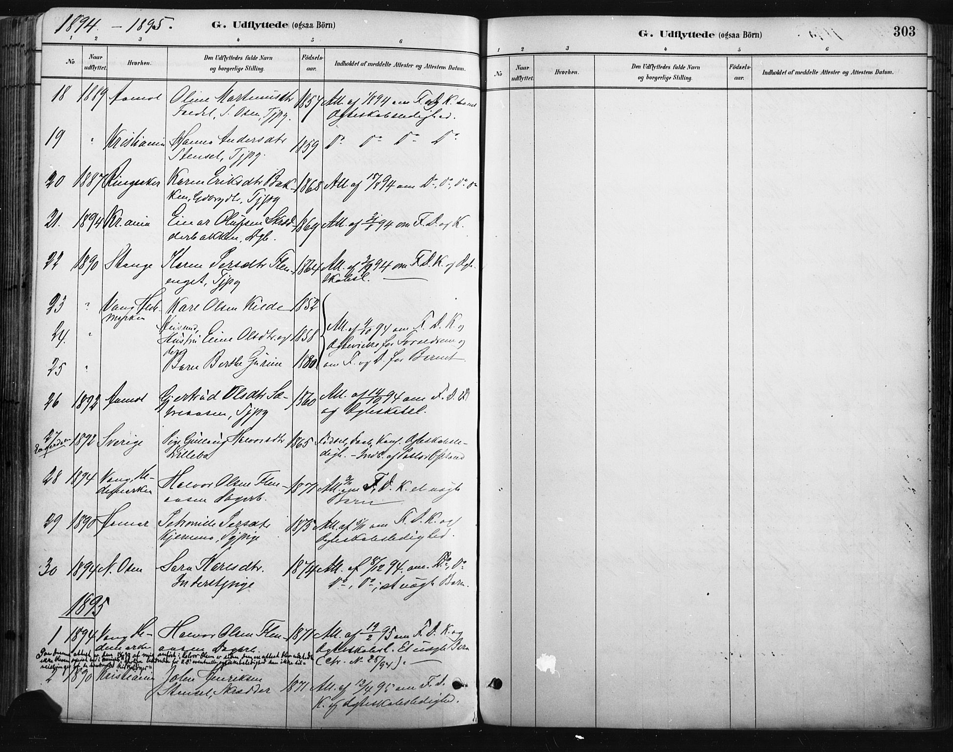 Trysil prestekontor, AV/SAH-PREST-046/H/Ha/Haa/L0009: Ministerialbok nr. 9, 1881-1897, s. 303