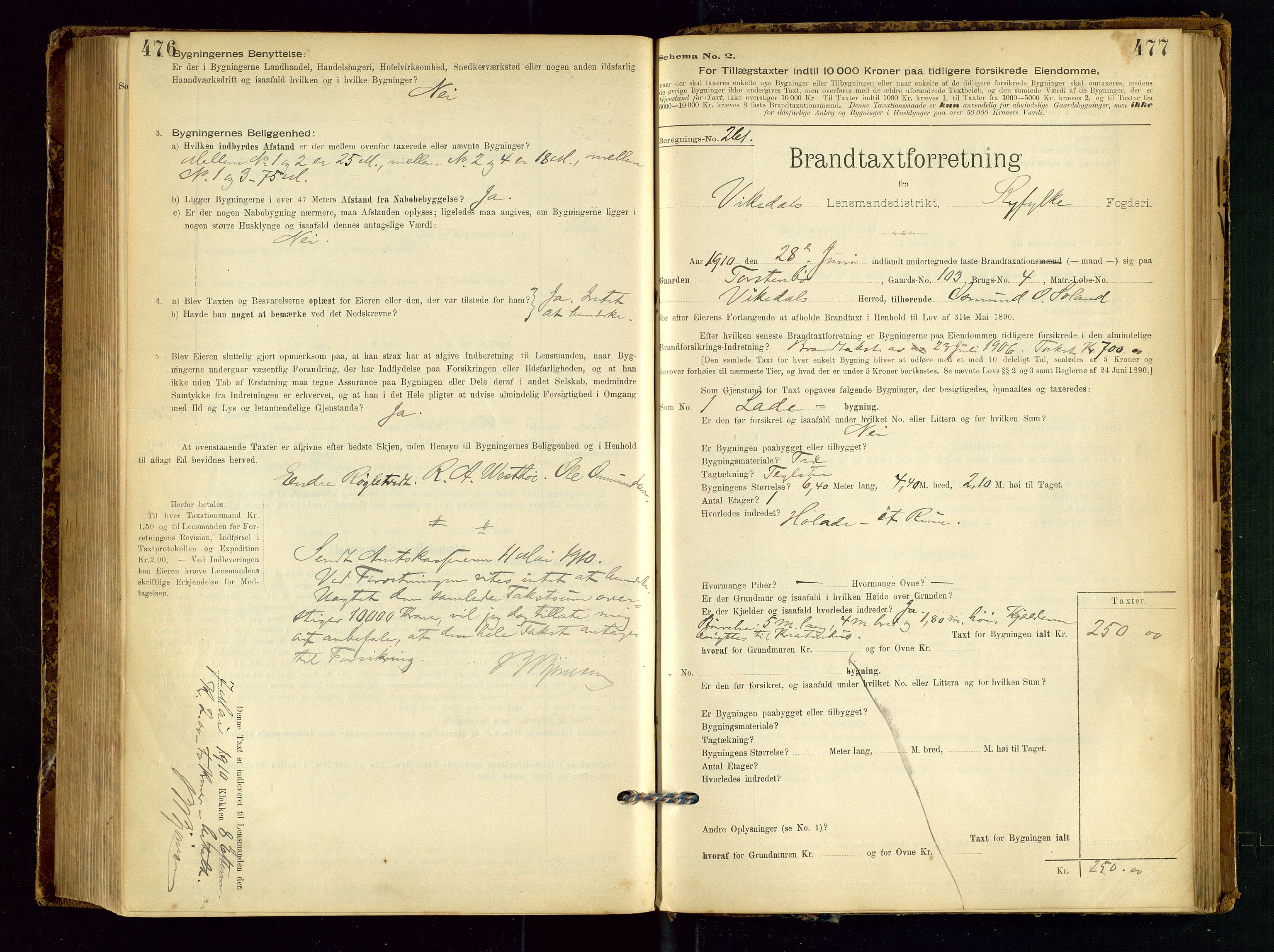 Vikedal lensmannskontor, AV/SAST-A-100179/Gob/L0004: Branntakstprotokoll, 1894-1952, s. 476-477