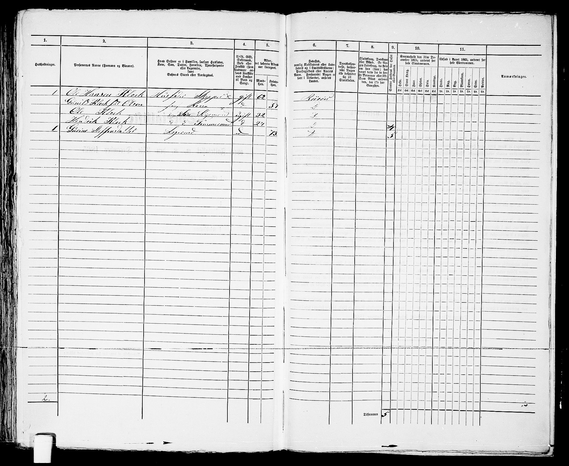 RA, Folketelling 1865 for 0901B Risør prestegjeld, Risør kjøpstad, 1865, s. 338