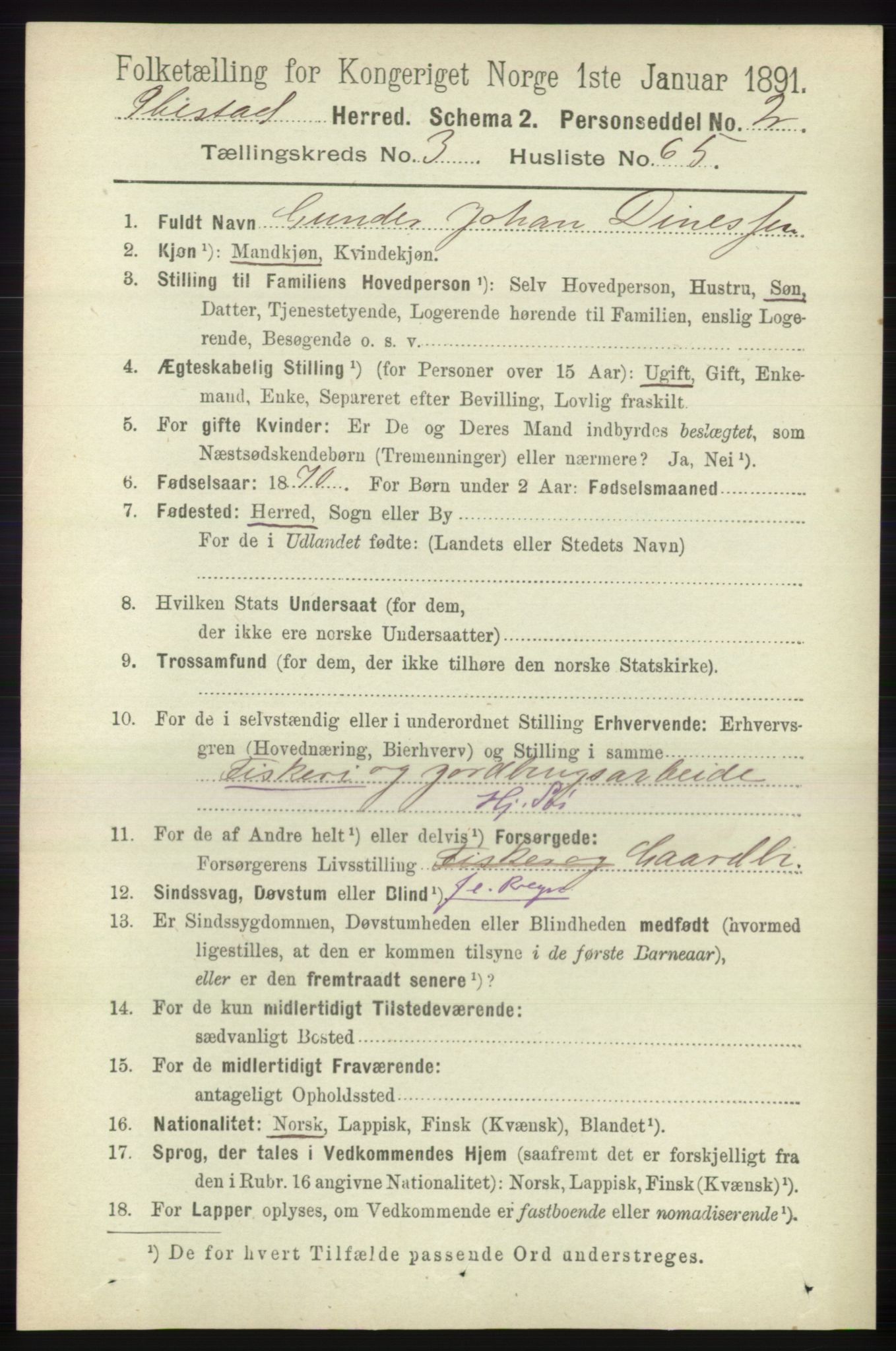 RA, Folketelling 1891 for 1917 Ibestad herred, 1891, s. 2175