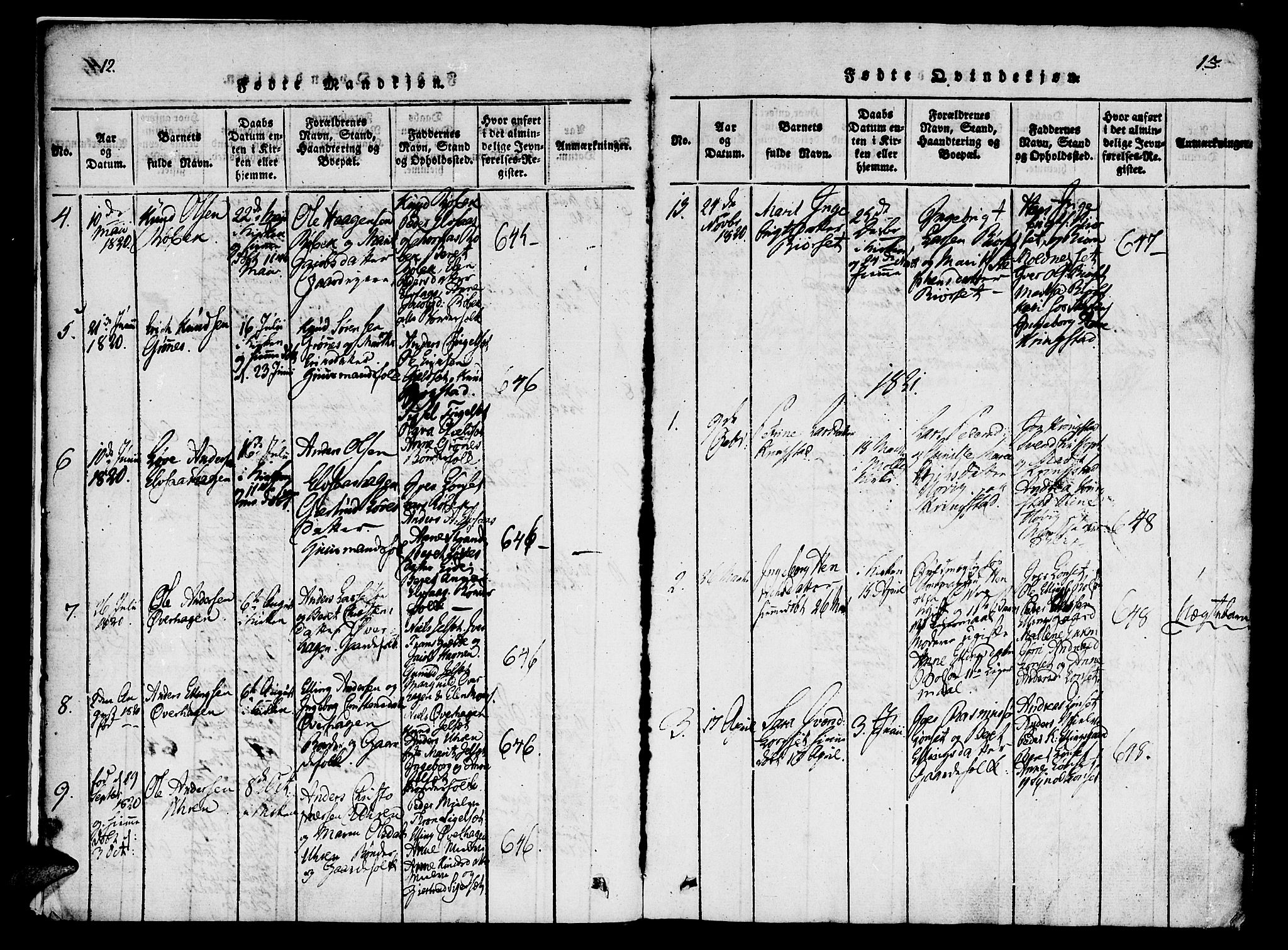 Ministerialprotokoller, klokkerbøker og fødselsregistre - Møre og Romsdal, SAT/A-1454/555/L0652: Ministerialbok nr. 555A03, 1817-1843, s. 12-13