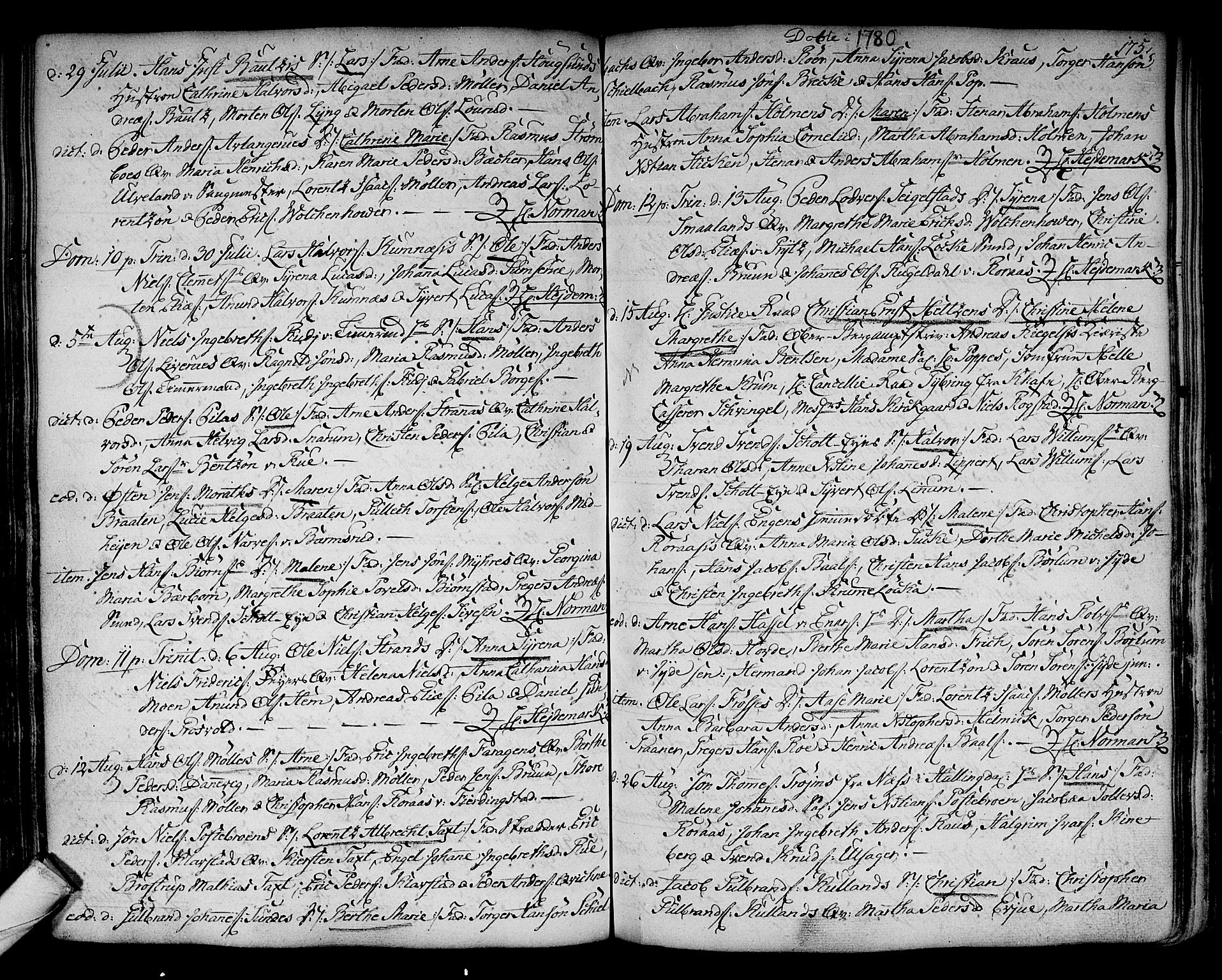 Kongsberg kirkebøker, SAKO/A-22/F/Fa/L0005: Ministerialbok nr. I 5, 1769-1782, s. 175