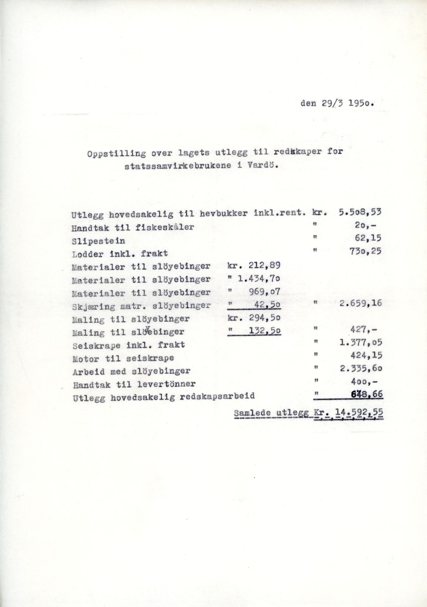 Vardø Fiskersamvirkelag, VAMU/A-0037/D/Da/L0006: Korrespondanse Re-St, 1947-1951