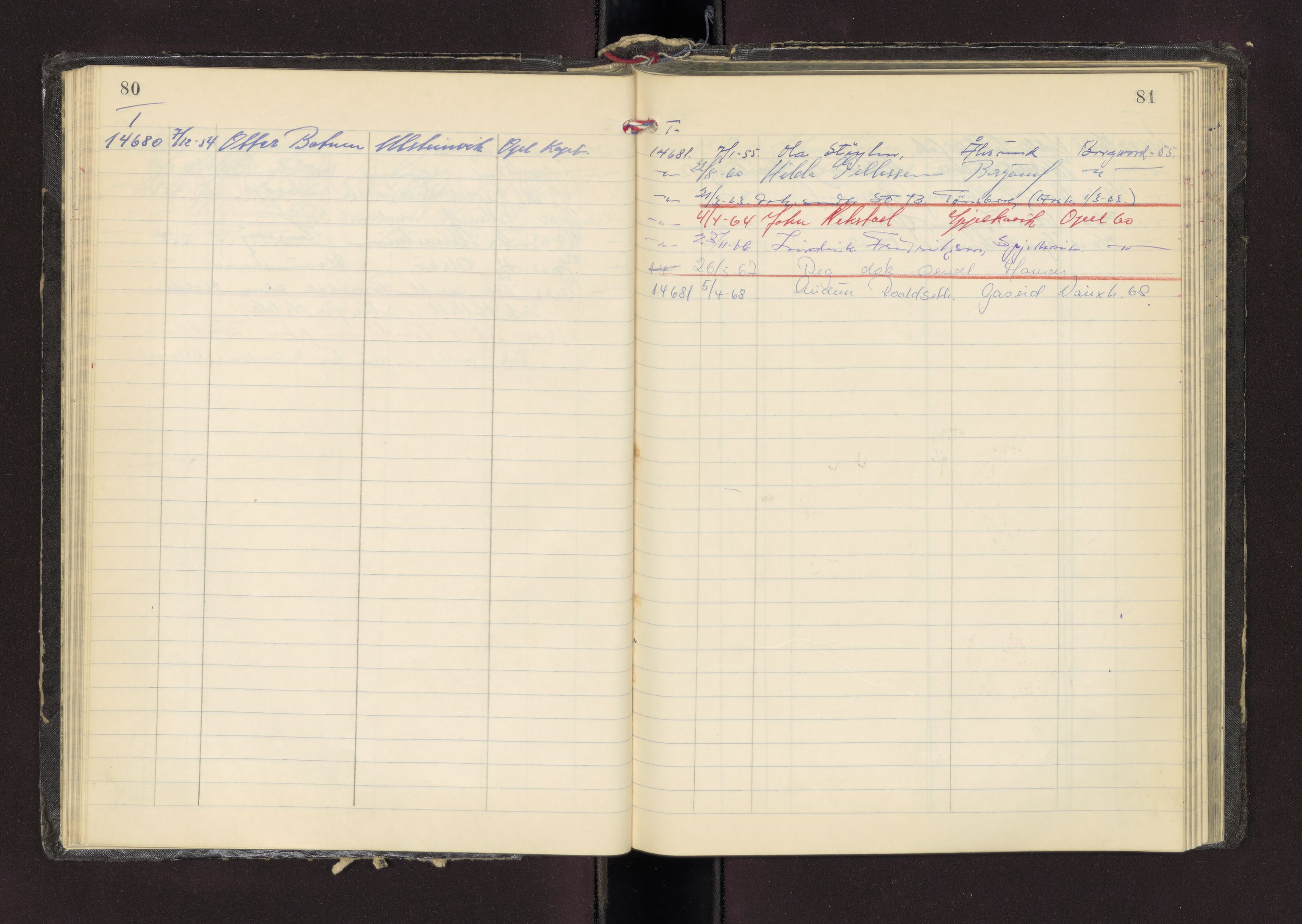 Møre og Romsdal vegkontor - Ålesund trafikkstasjon, AV/SAT-A-4099/F/Fc/L0013: Bilregister; T 14601 - T 14999, 1950-1970