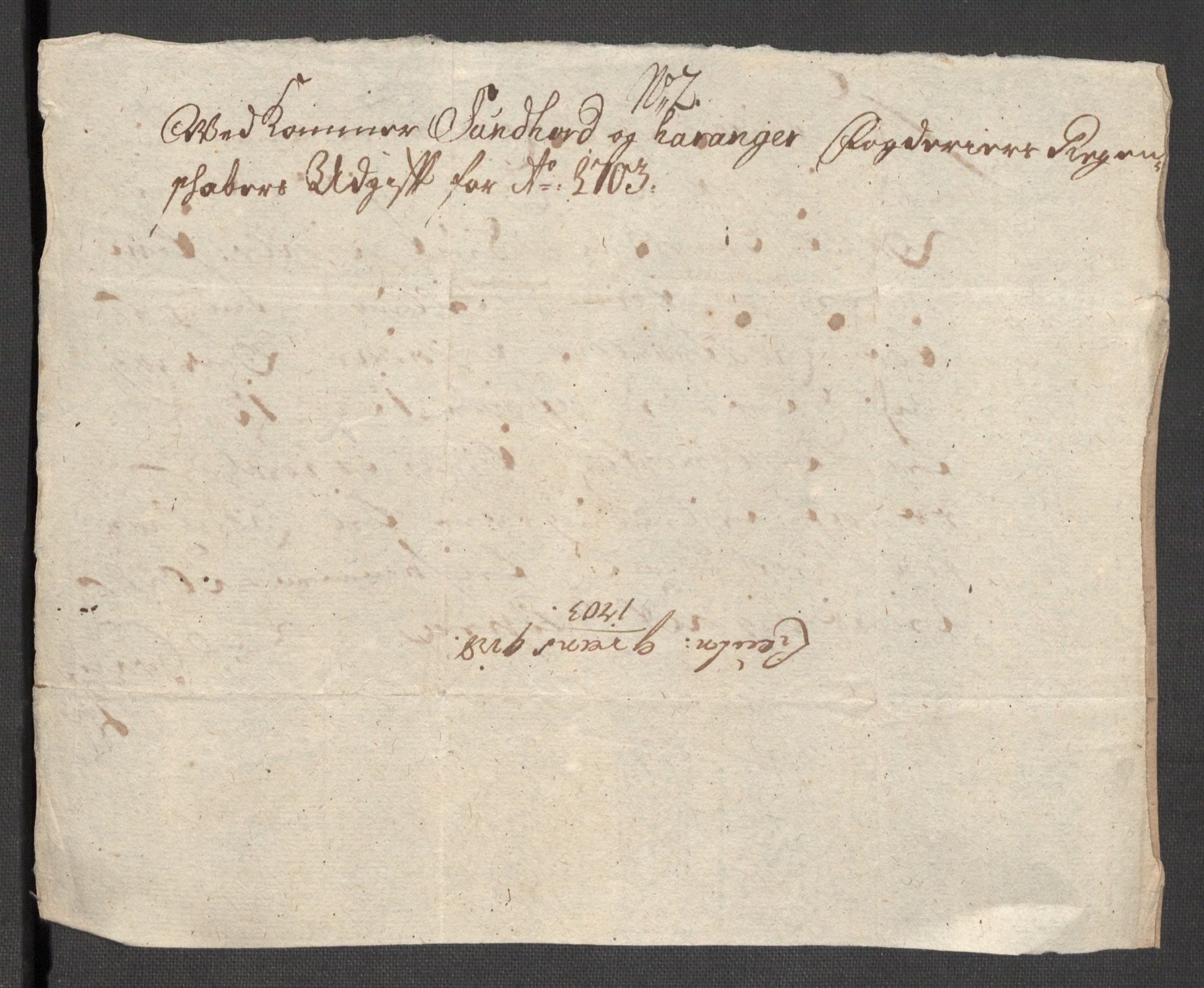 Rentekammeret inntil 1814, Reviderte regnskaper, Fogderegnskap, RA/EA-4092/R48/L2981: Fogderegnskap Sunnhordland og Hardanger, 1703, s. 207