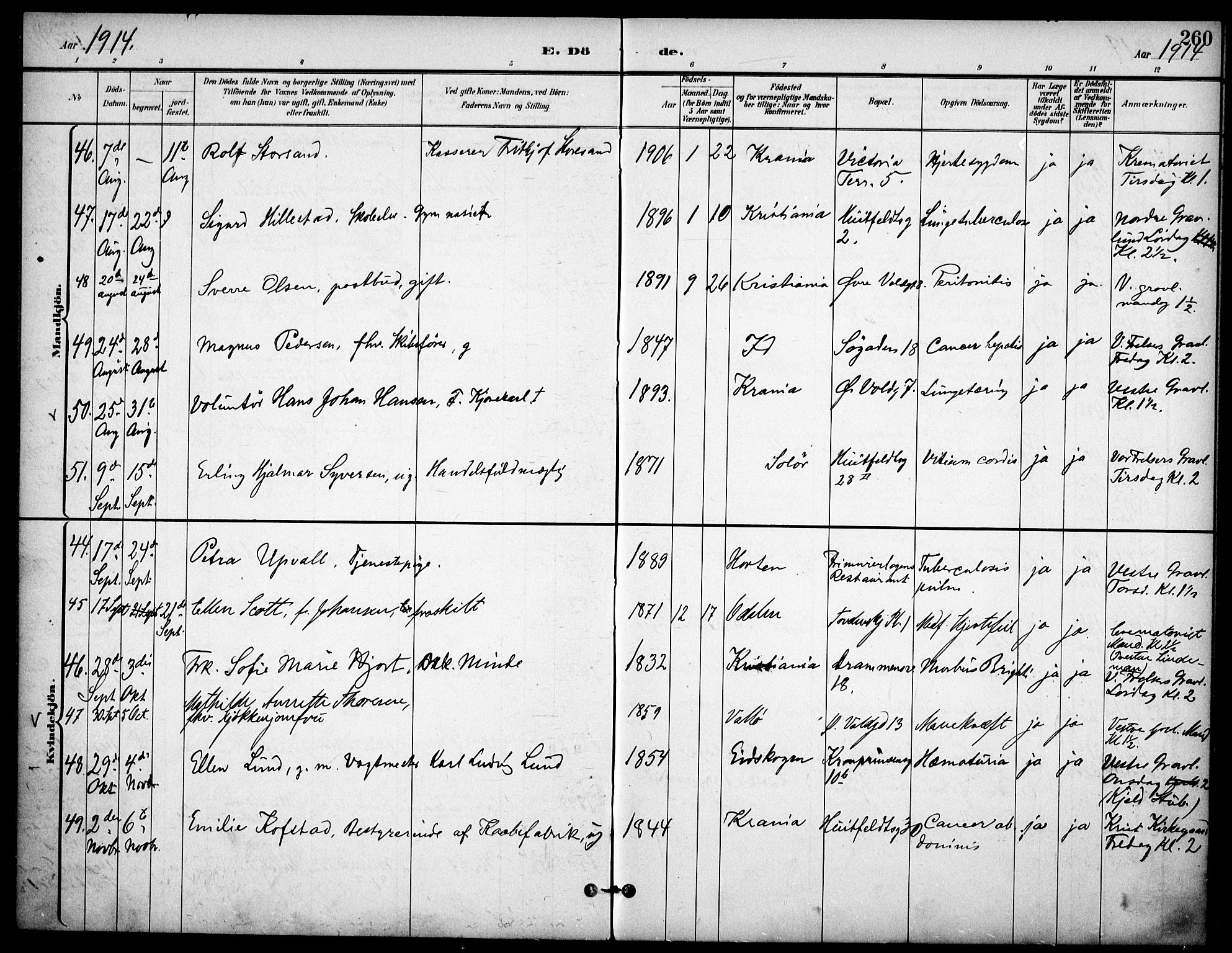 Johannes prestekontor Kirkebøker, AV/SAO-A-10852/F/Fa/L0008: Ministerialbok nr. 8, 1897-1917, s. 260